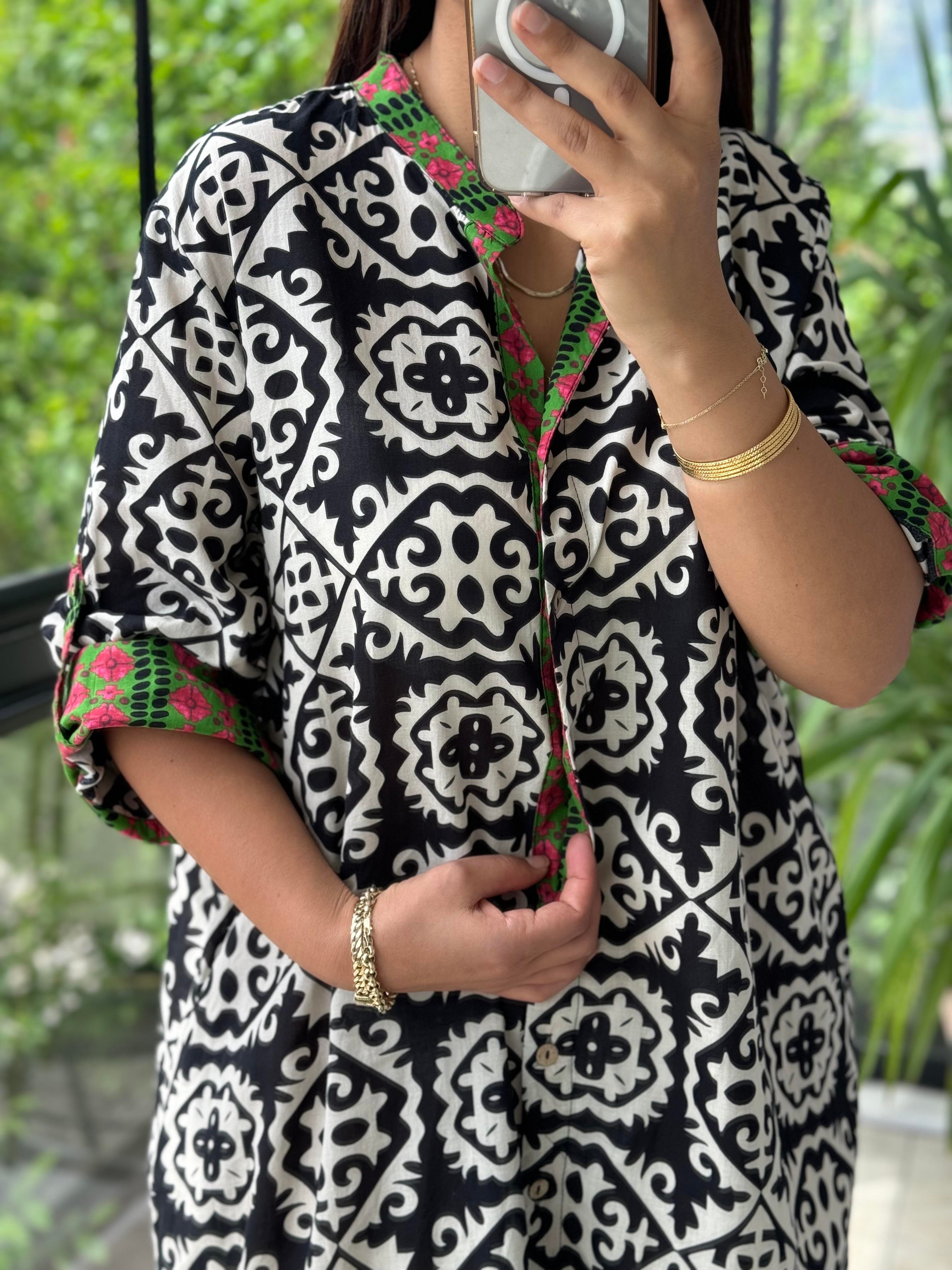 Garnili Elbise Siyah