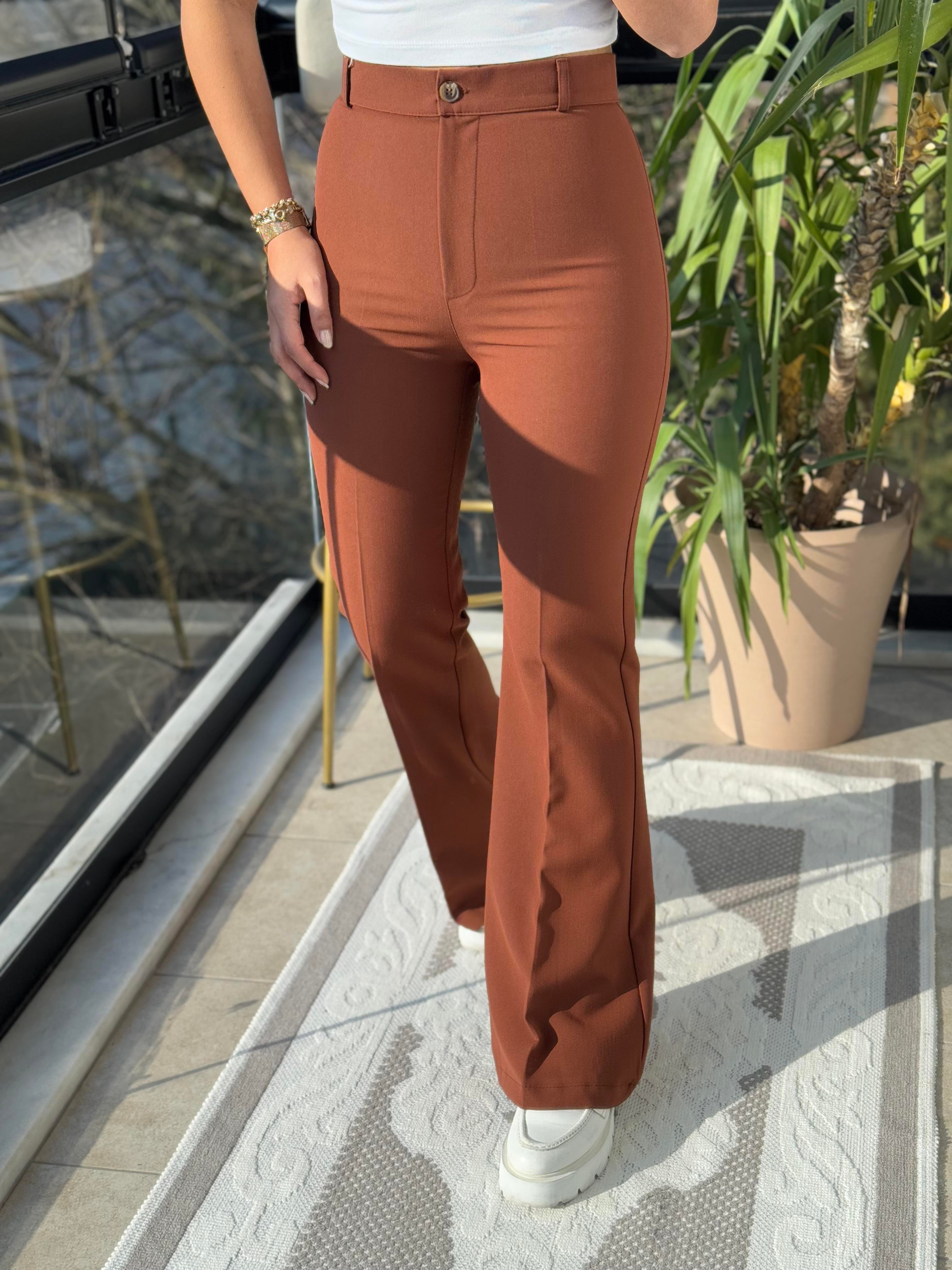 İspanyol Kumaş Pantolon Kahve