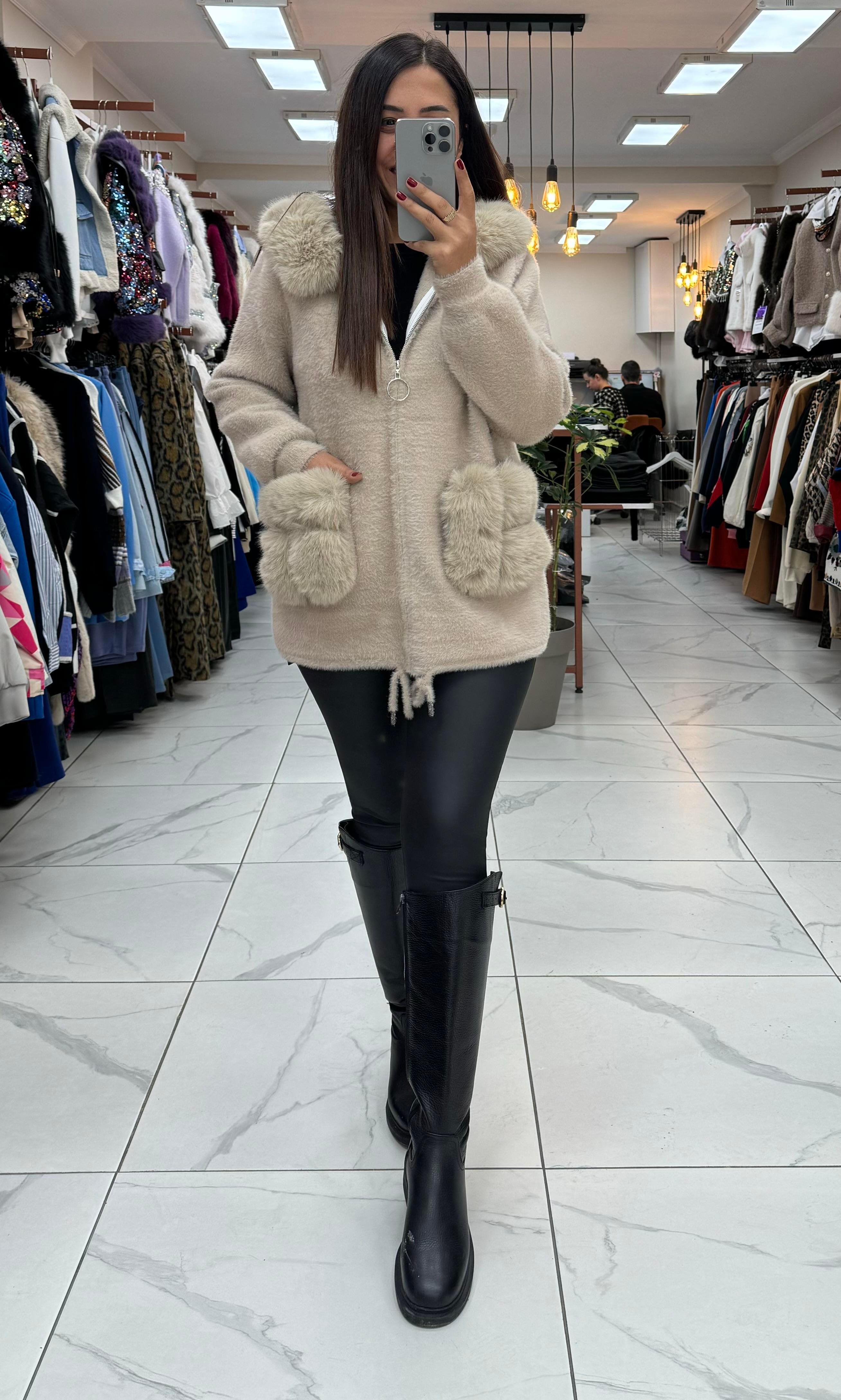 İthal Angora Hırka Bej