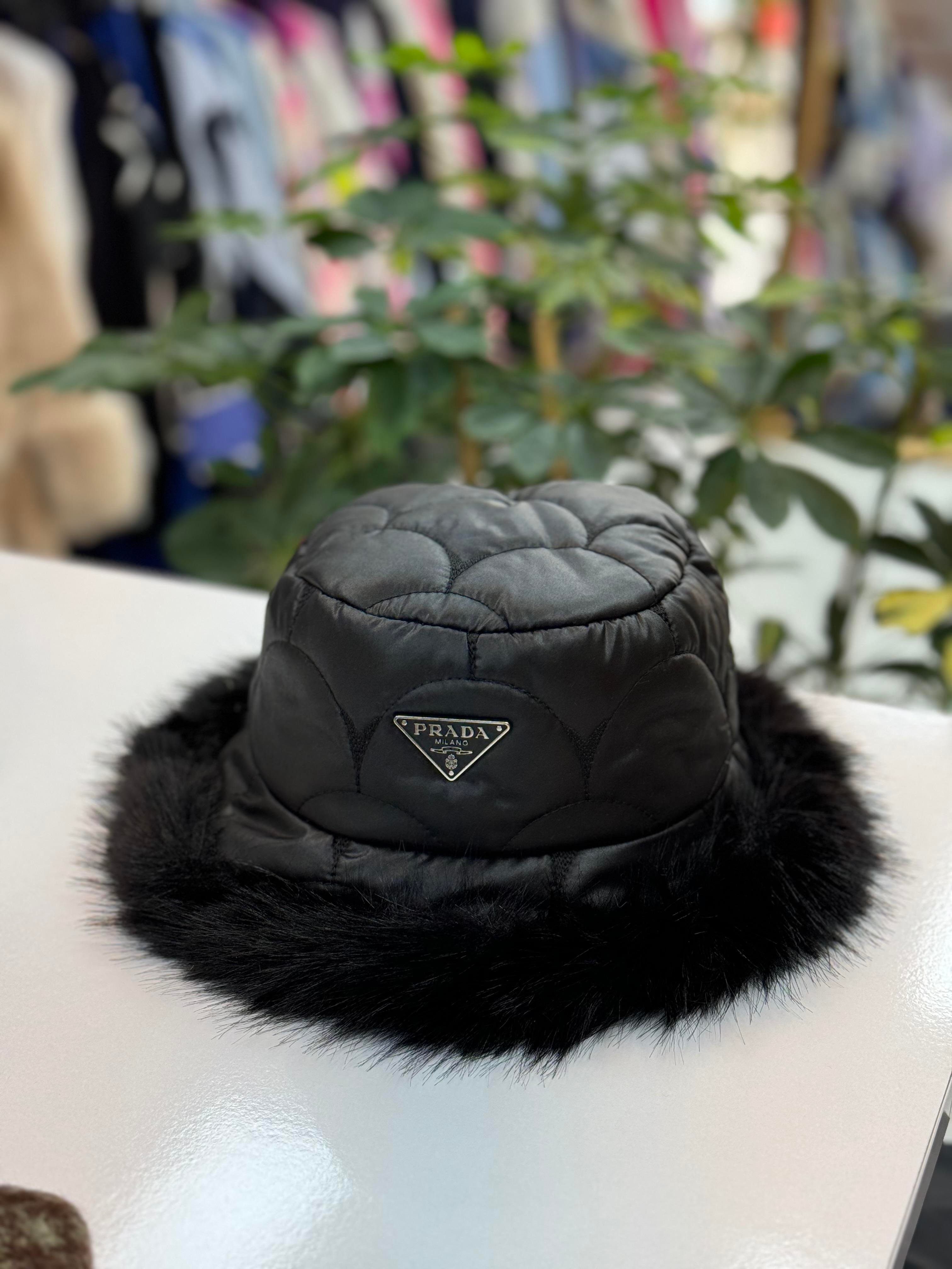 İthal Kapitone Prada Şapka Siyah