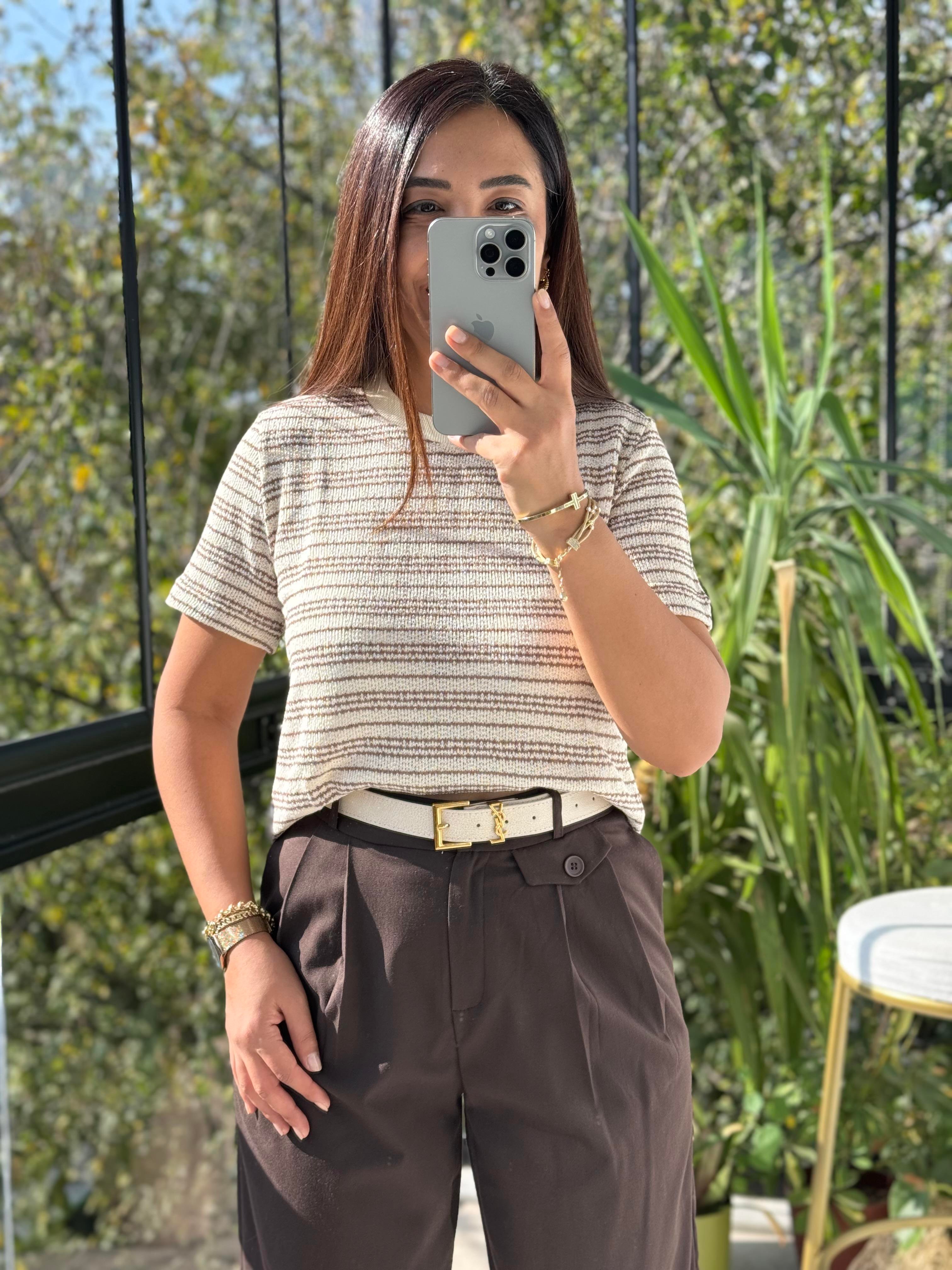 Massi Kısa Kol Triko Bej