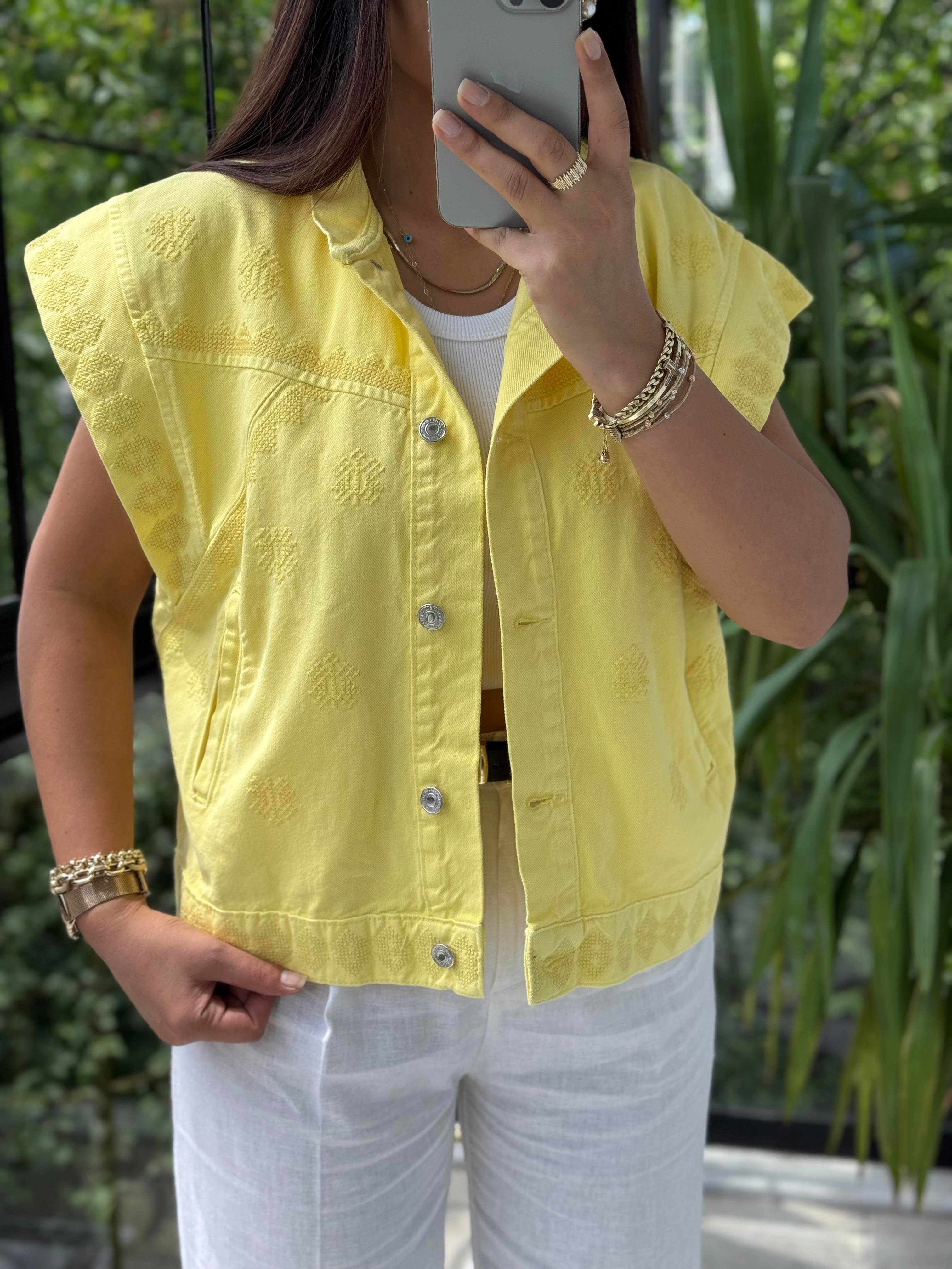 Nakışlı Yelek Sarı