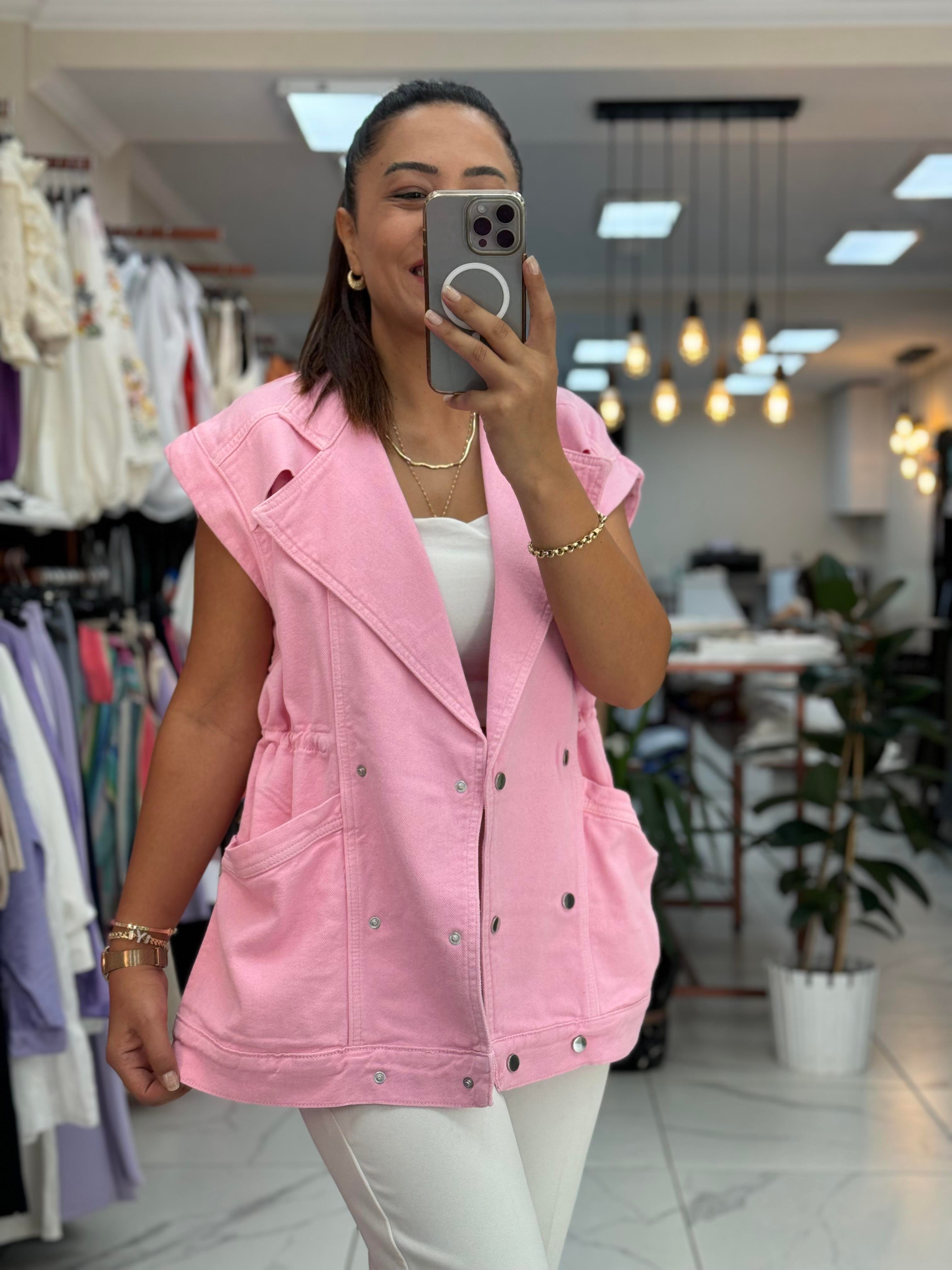 Oversize Yelek Pembe