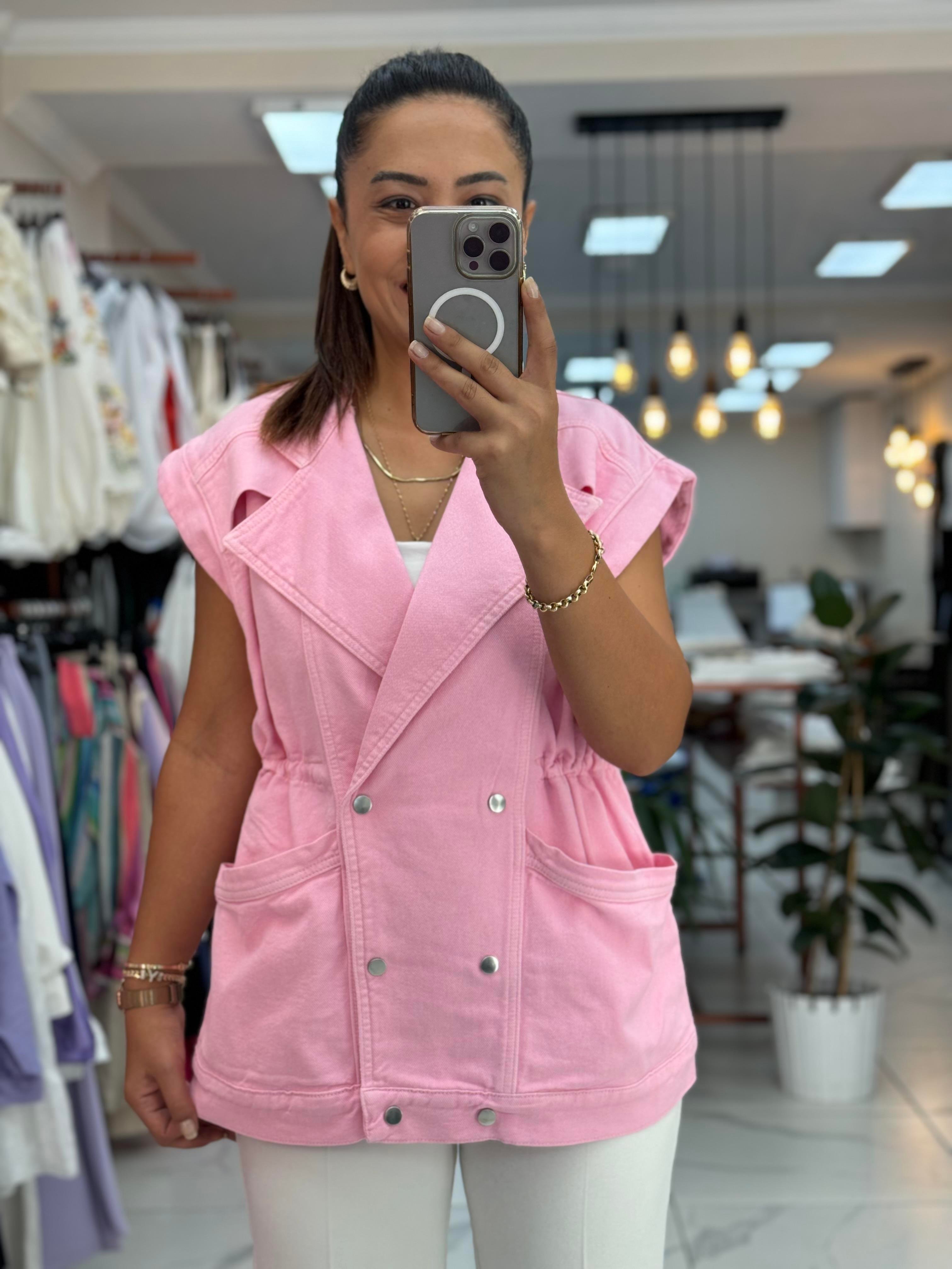 Oversize Yelek Pembe