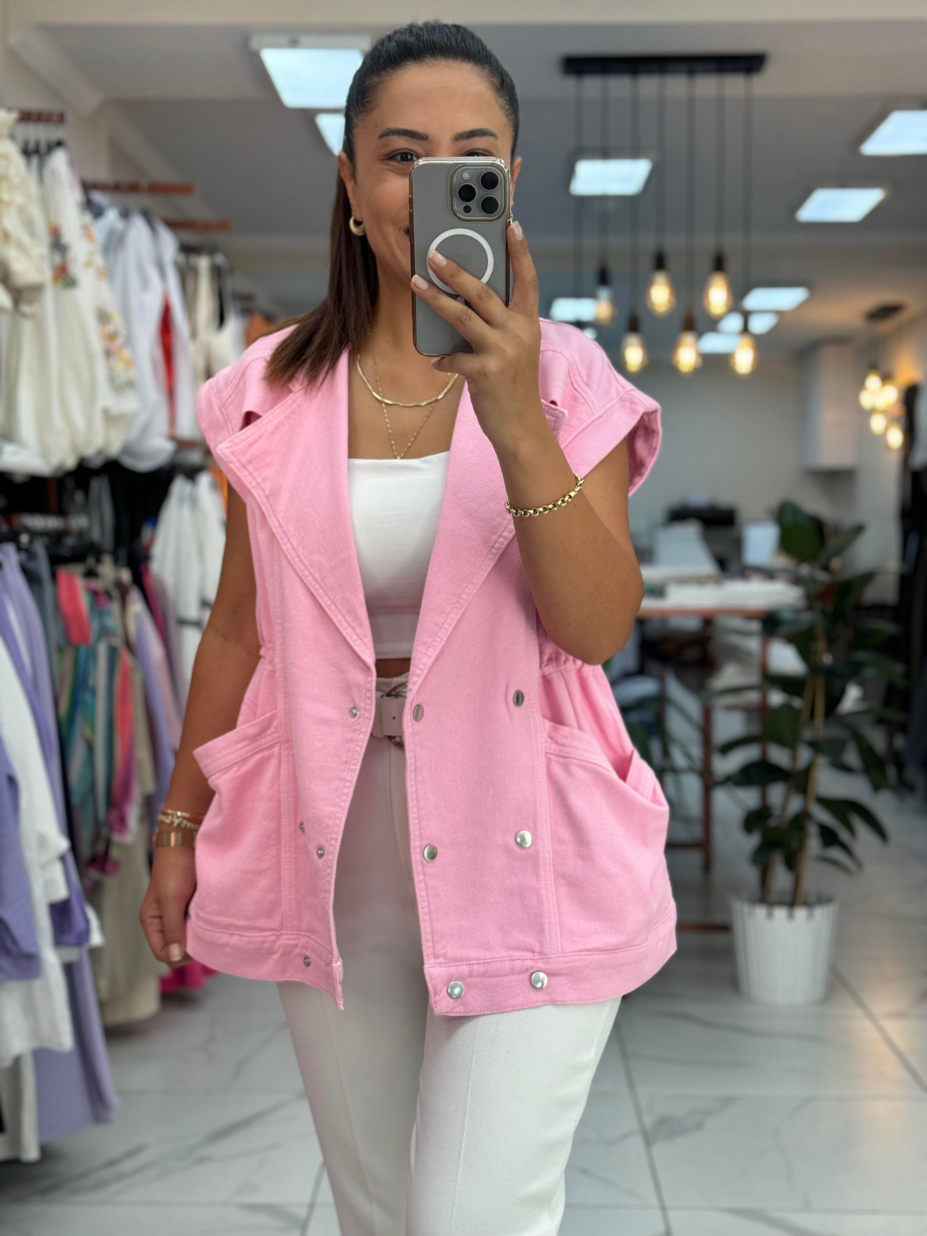 Oversize Yelek Pembe