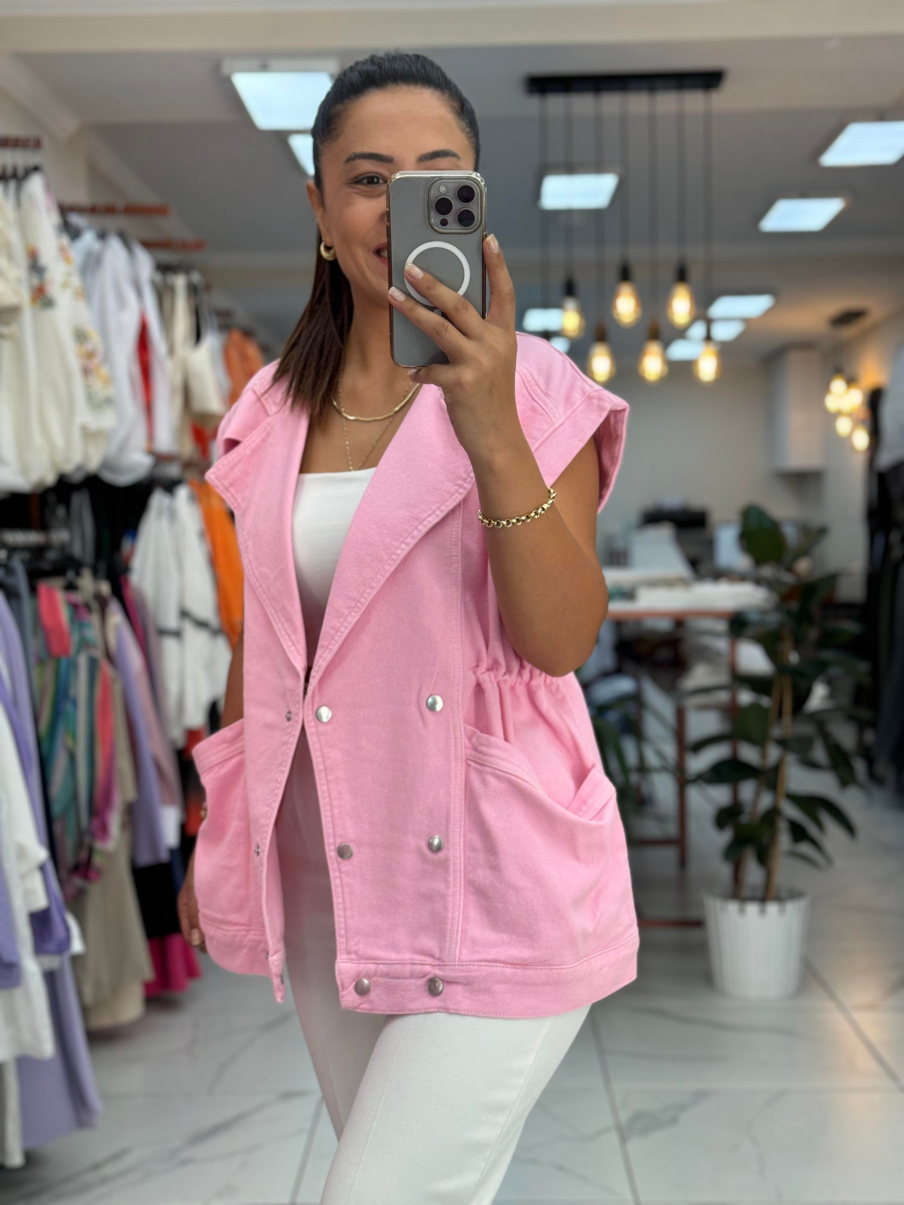 Oversize Yelek Pembe