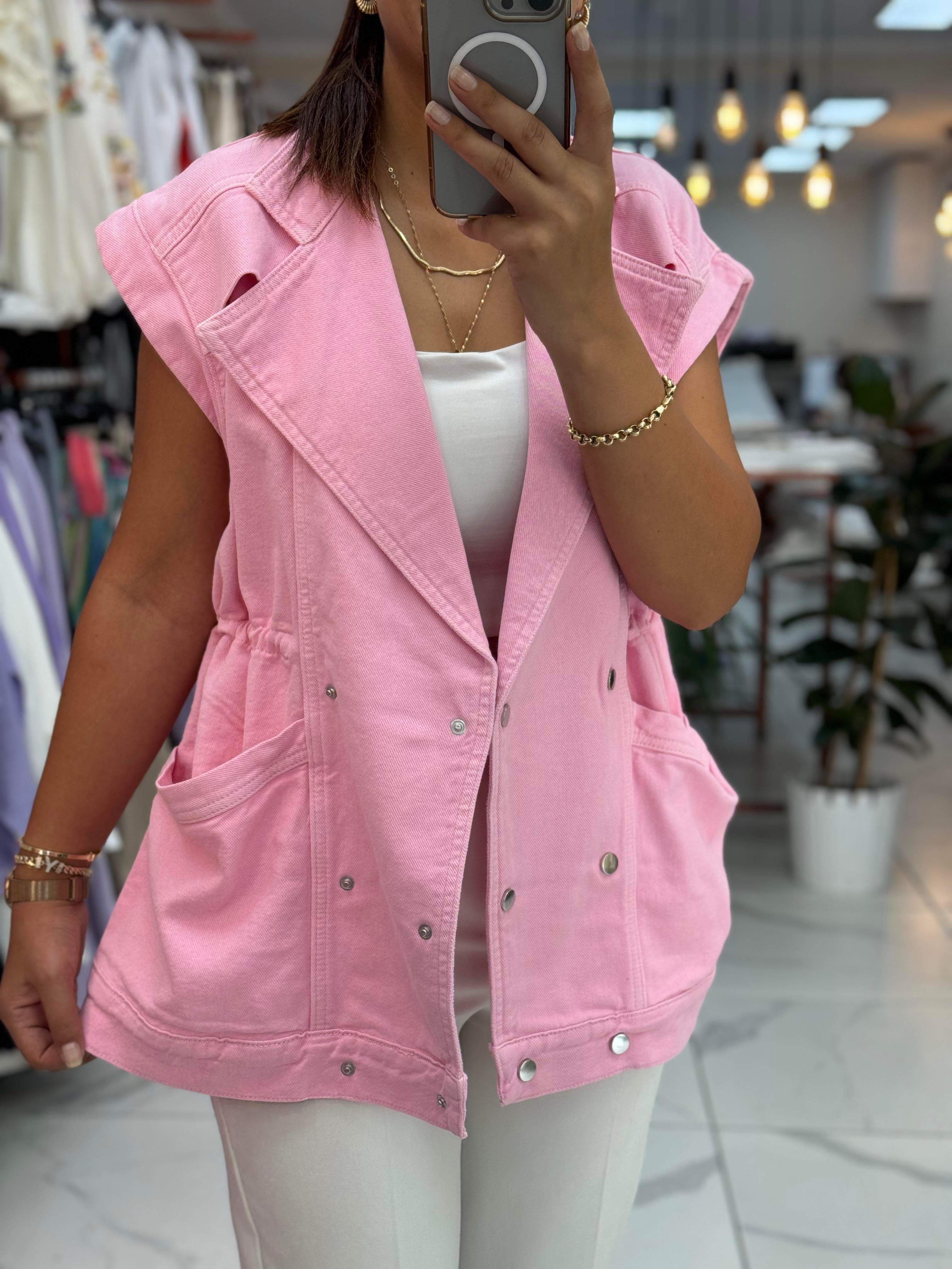 Oversize Yelek Pembe