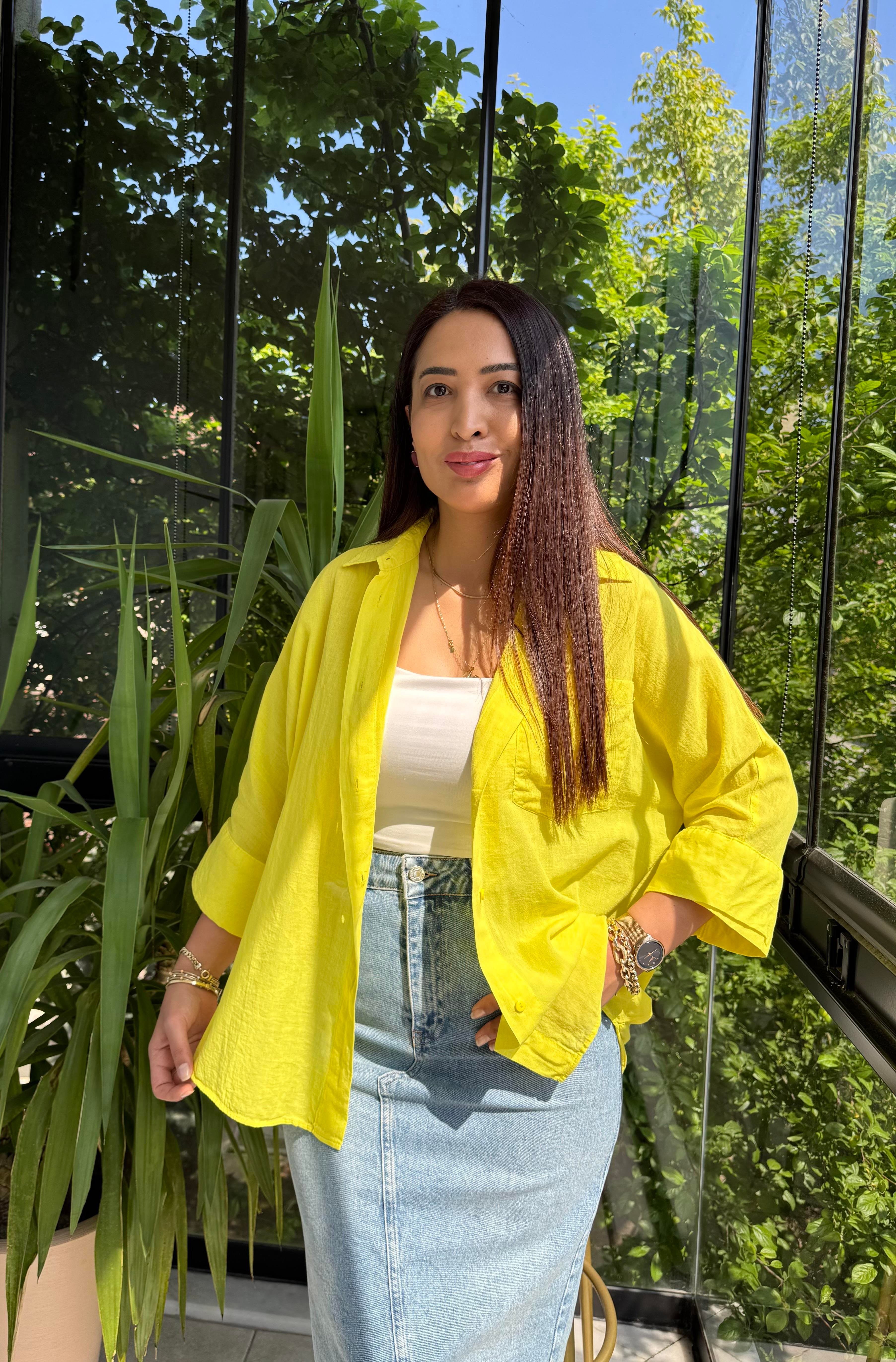 Tek Cep Natural Gömlek Sarı