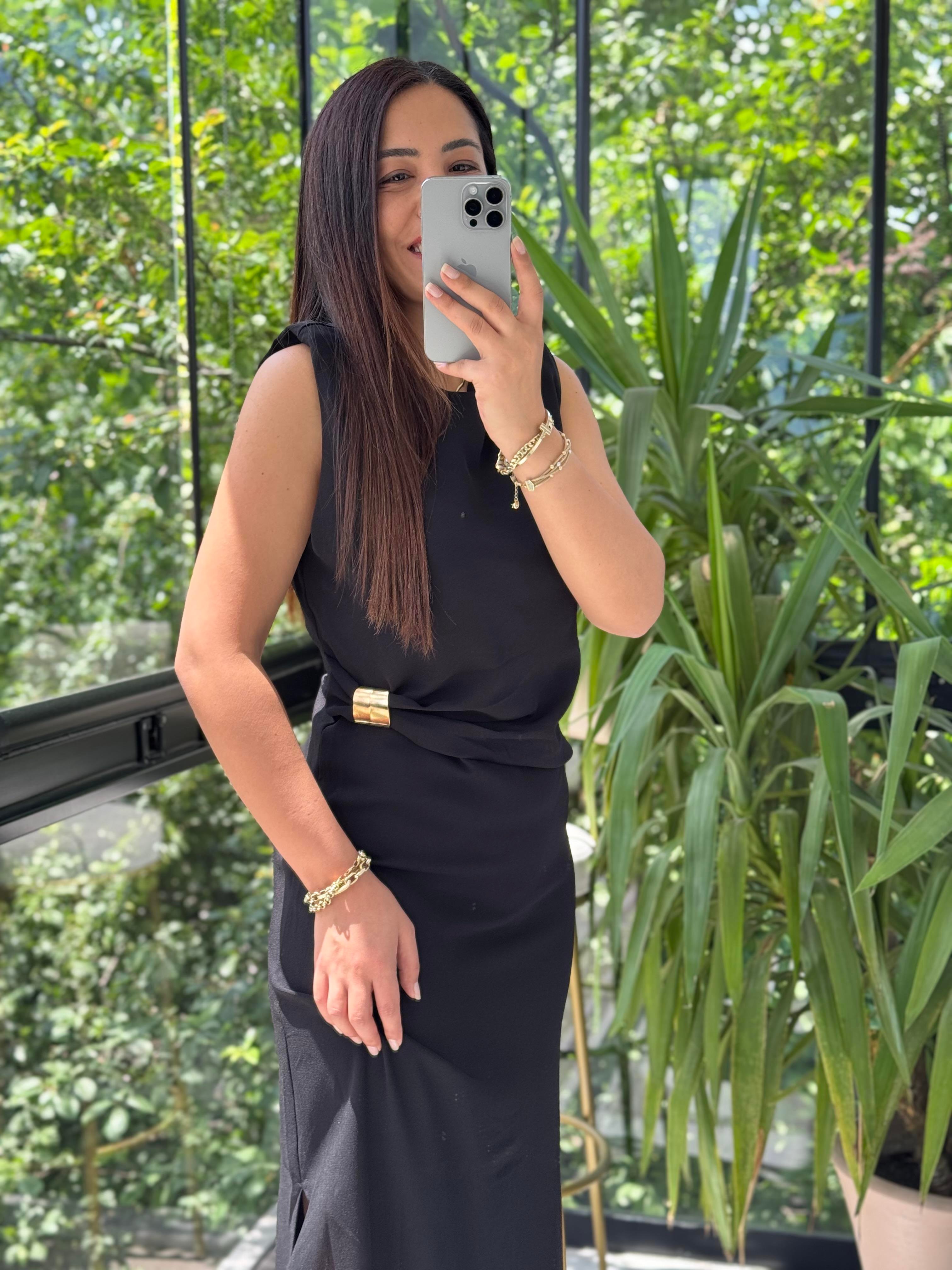 Tokalı Elbise Siyah