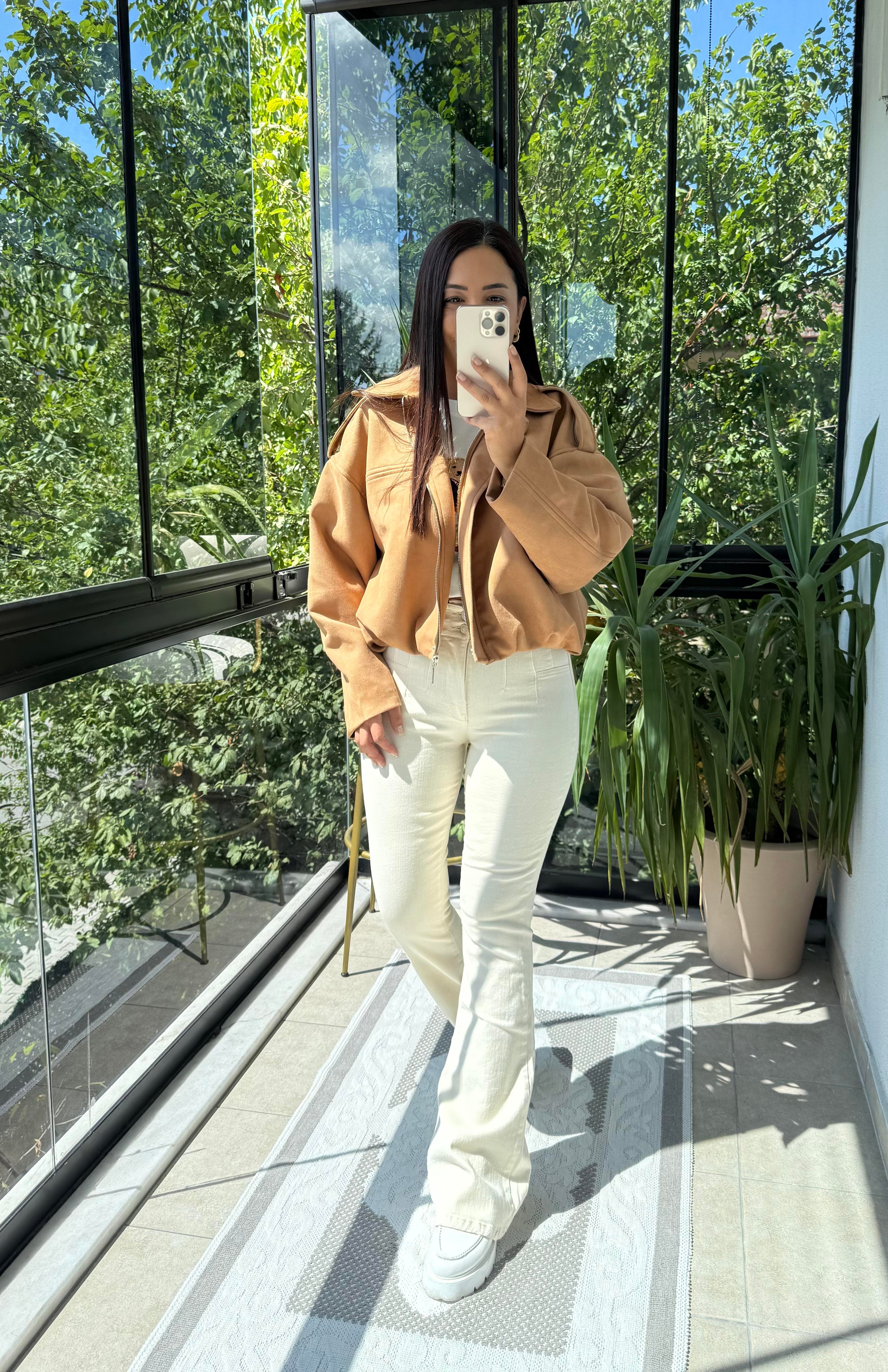 Zra Model Süet Bomber Ceket Camel