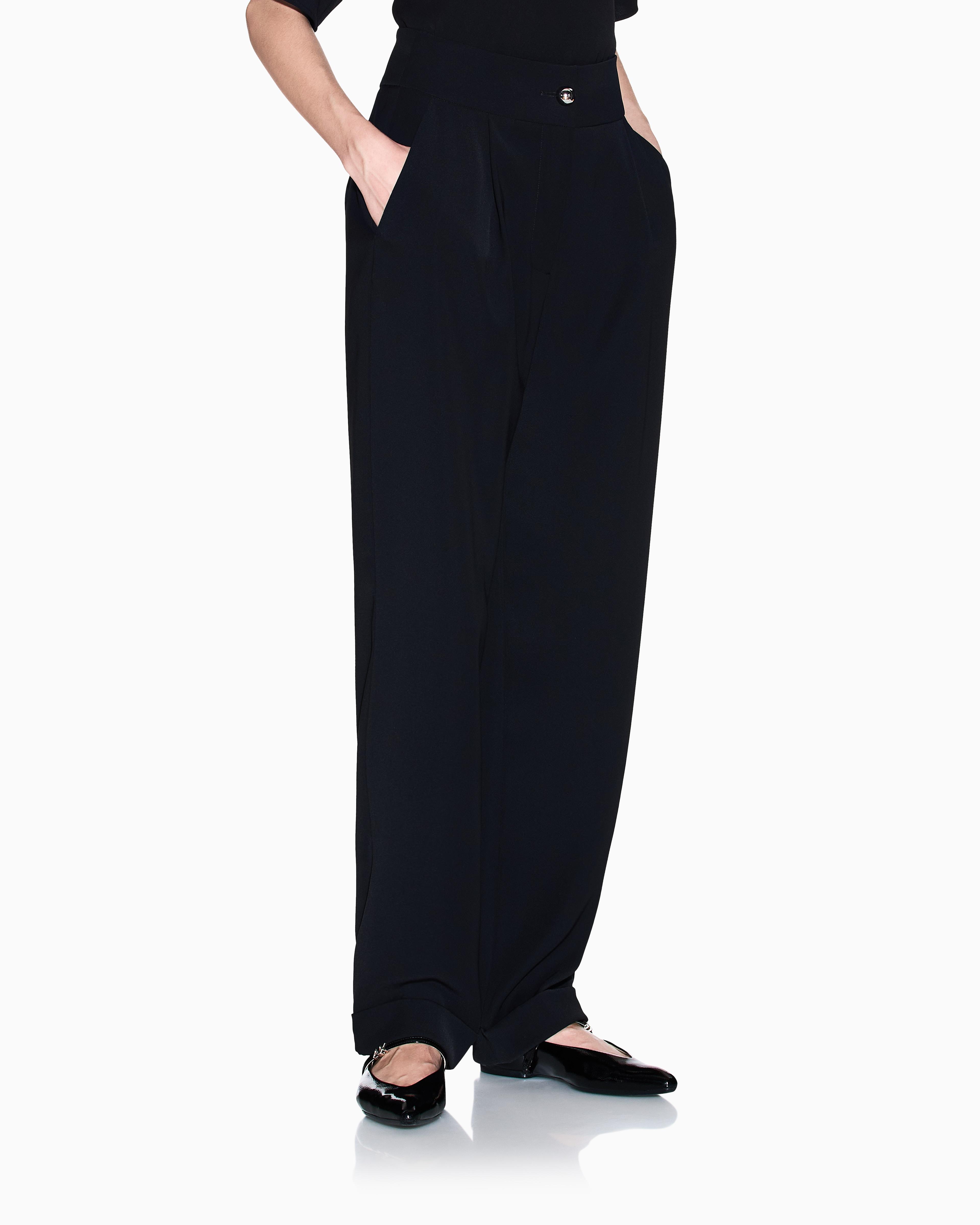 Armani Exchange Armani Exchange Kadın Rahat Kalıp Pileli Düz Paça Siyah Pantolon XW001270 AF16125-UC001