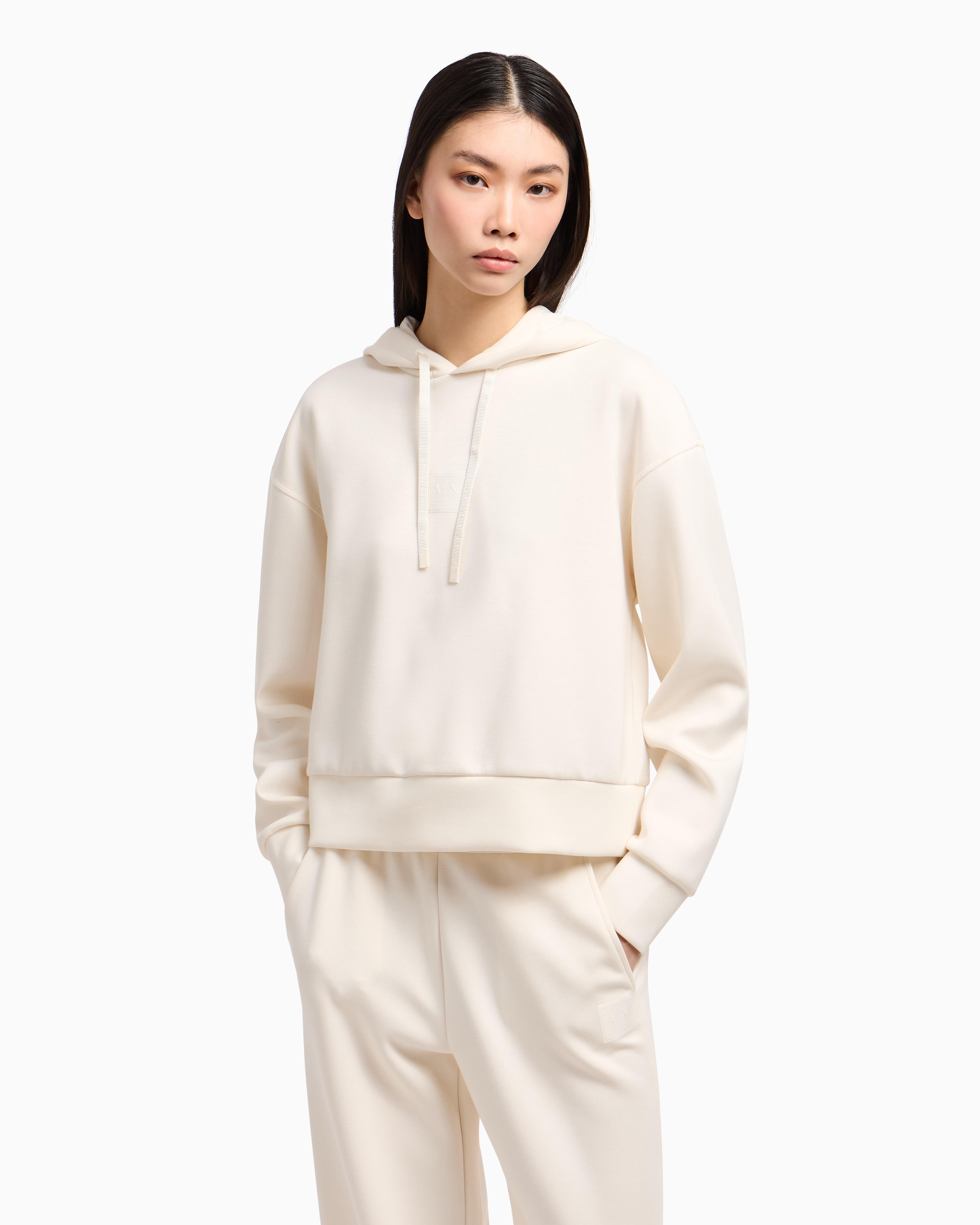 ARMANI EXCHANGE Armani Exchange Kadın Normal Kalıp Kapüşonlu Yaka Beli Lastikli Uzun Kollu Krem Sweatshirt XW000505 AF12819-U1003