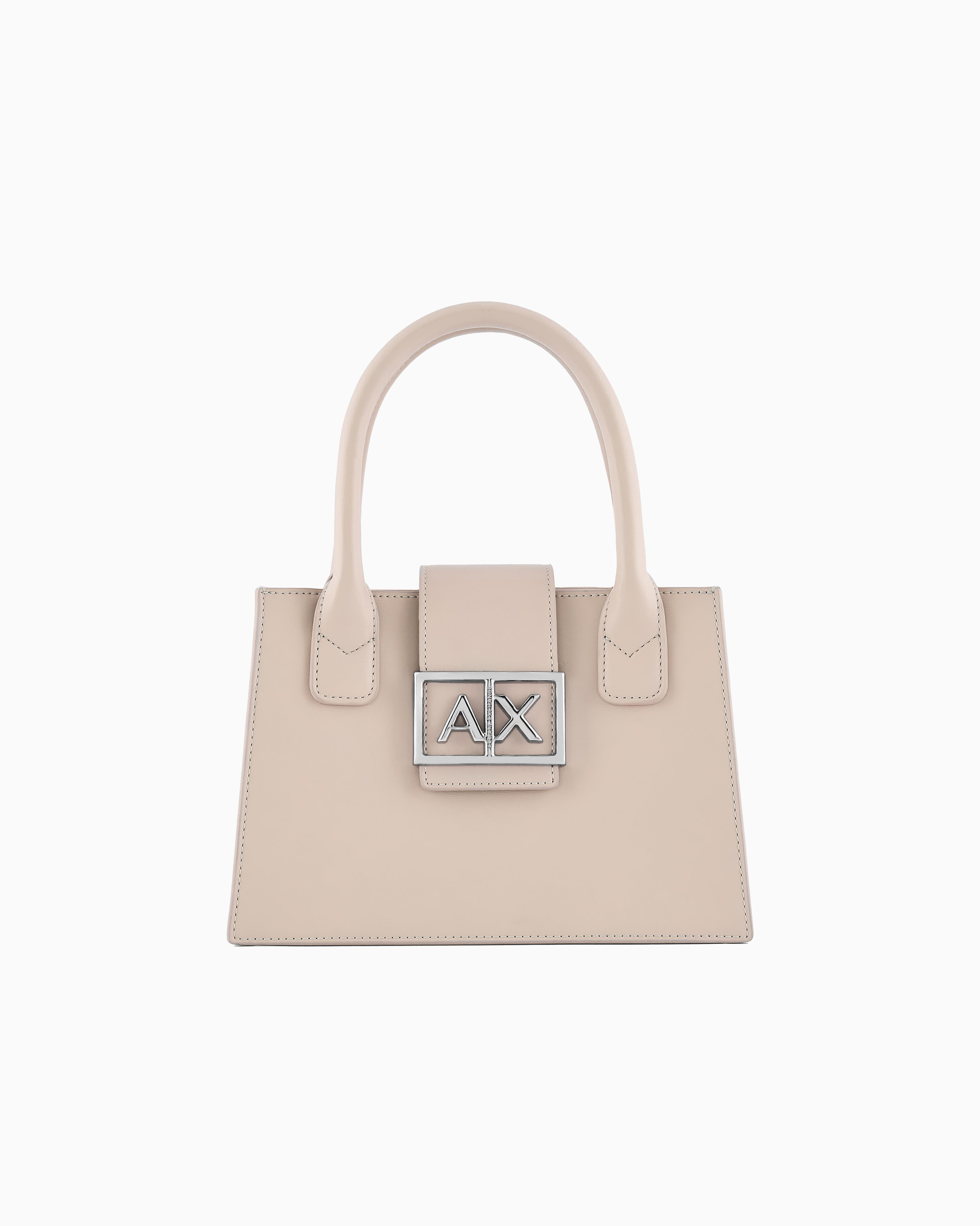 ARMANI EXCHANGE Armani Exchange Kadın Deri AX Yazı Detay Klasik Model İçi Geniş Ekru Omuz Çantası XW000306 AF12039-U1095