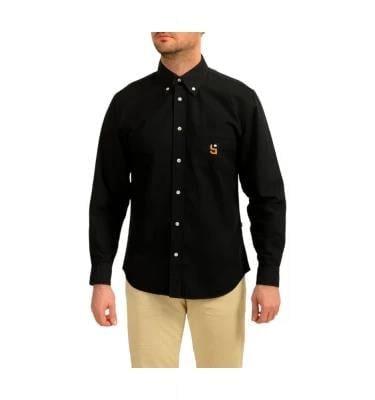 BOSS  BOSS Erkek %100 Pamuklu Logo Desenli Uzun Kollu Siyah Gömlek 50545572-001