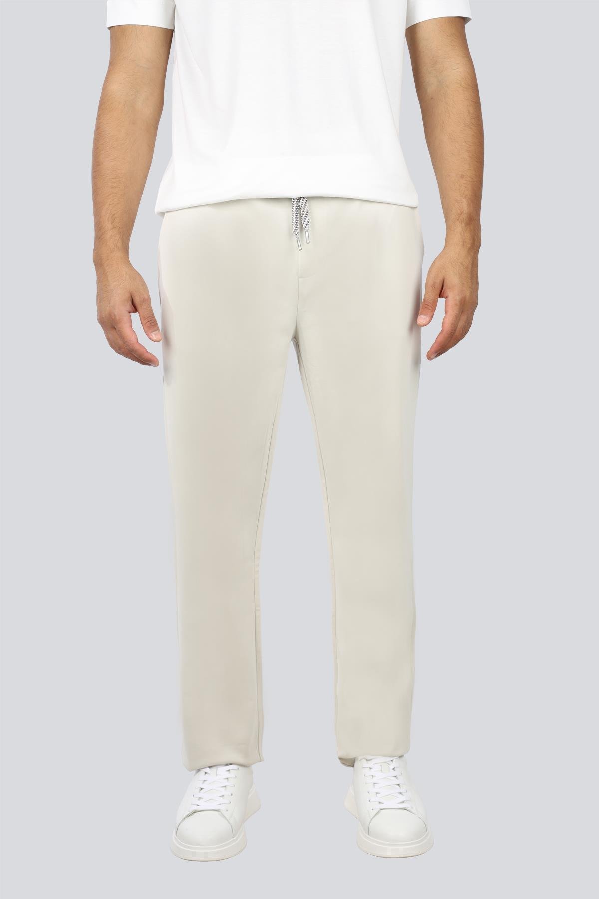 BOSS  BOSS Erkek Normal Kalıp Beli Bağcıklı Pamuklu Düz Kesim Bej Eşofman Altı 50543426-131