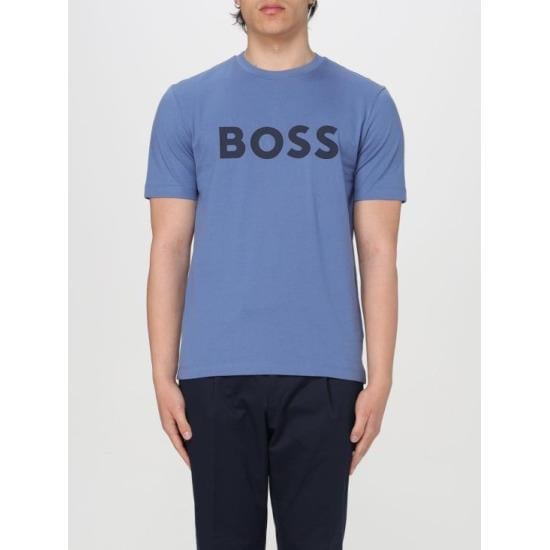 BOSS BOSS Erkek regular fit Kısa Kollu Düz Bisiklet Yaka Mavi T-Shirt 50495742-479