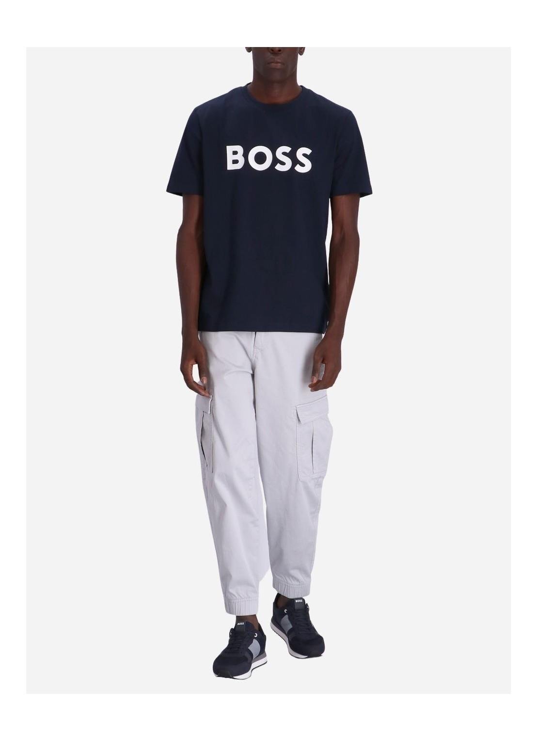 BOSS BOSS Erkek regular fit Kısa Kollu Düz Bisiklet Yaka Lacivert T-Shirt 50495742-404