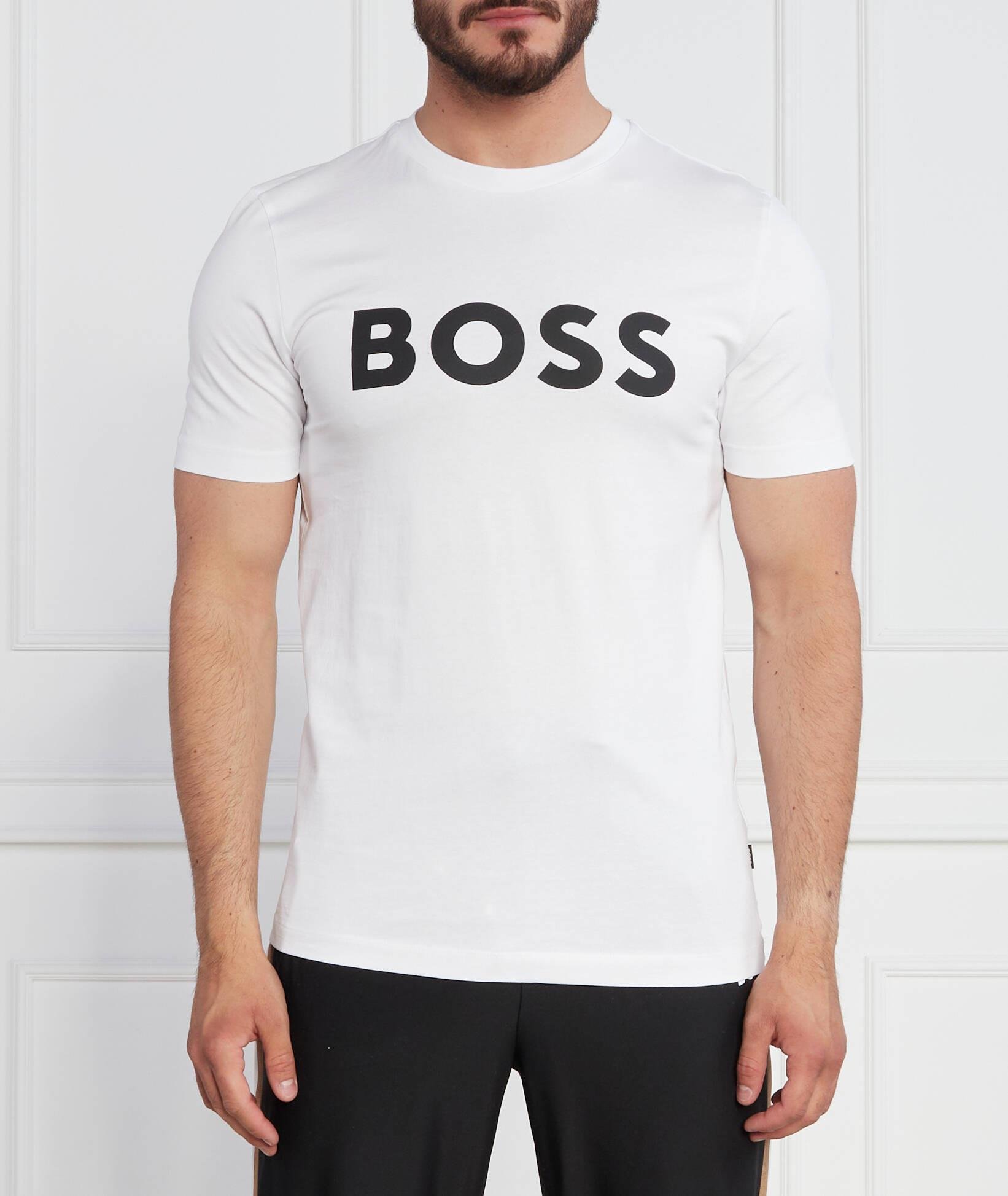 BOSS BOSS Erkek regular fit Kısa Kollu Düz Bisiklet Yaka Beyaz T-Shirt 50495742-100