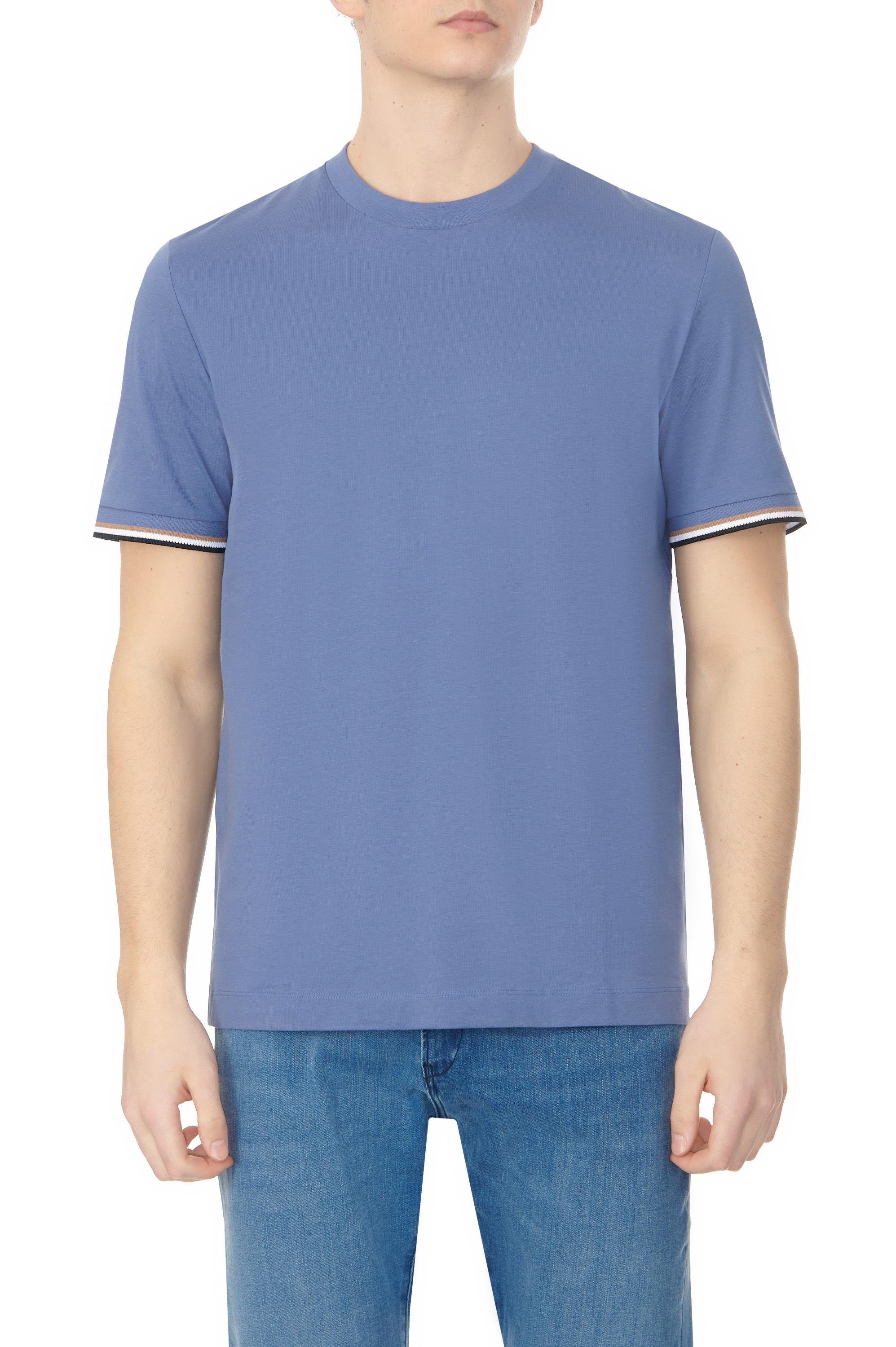 BOSS BOSS Erkek regular fit Kısa Kollu Düz Bisiklet Yaka Mavi T-Shirt 50501097-479