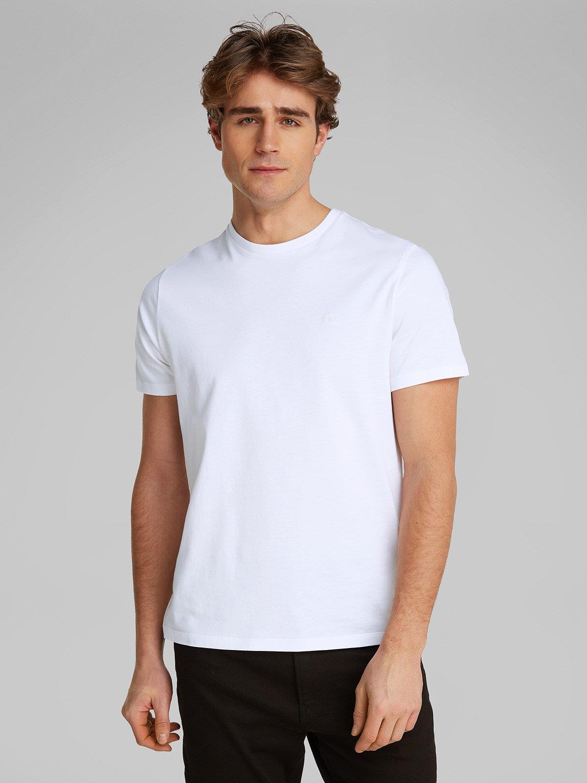 Calvin Klein Calvin Klein Erkek Dokuma Bisiklet Yaka Kısa Kollu Günlük Beyaz T-Shirt LV040HM265-YAA