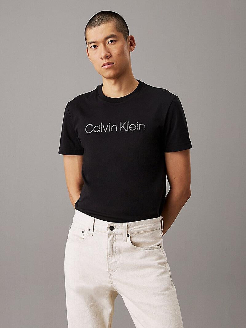 Calvin Klein Calvin Klein Erkek Kısa Kollu Pamuklu Bisiklet Yaka Calvin Klein Yazı Detaylı Siyah T-Shirt K10K114169-BEH