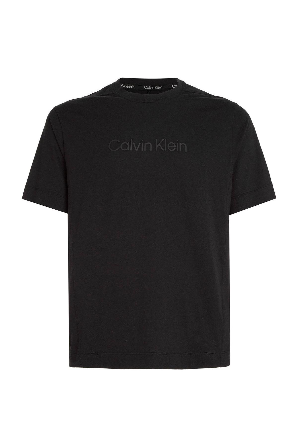 Calvin Klein Calvin Kleın Erkek Logolu Bisiklet Yaka Kısa Kol Standart Siyah T-Shirt 00GMS3K108-BAE
