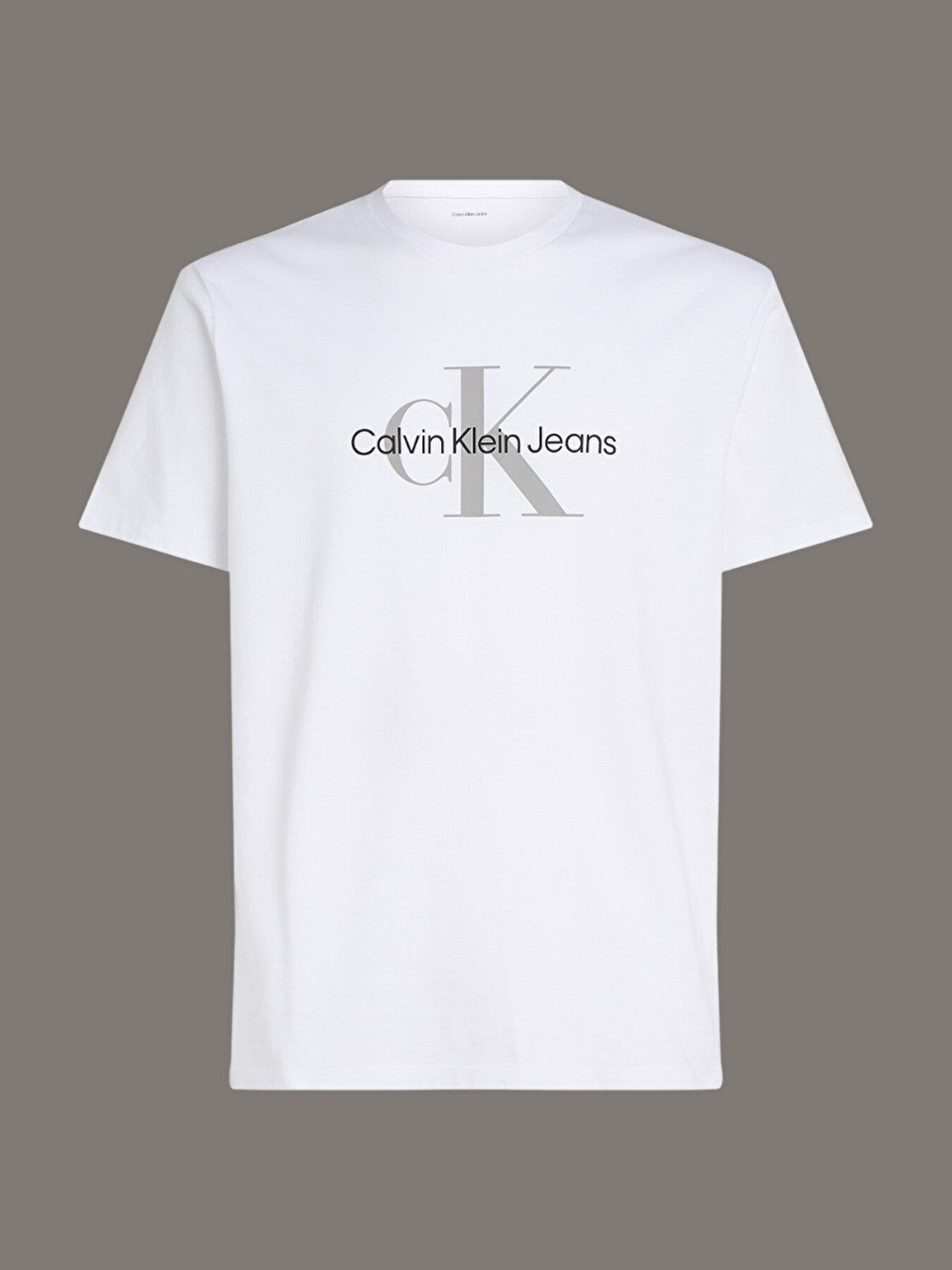 Calvin Klein Calvin Klein Erkek Logolu Bisiklet Yaka Kısa Kol Standart Beyaz T-Shirt LV040EM286-YAA
