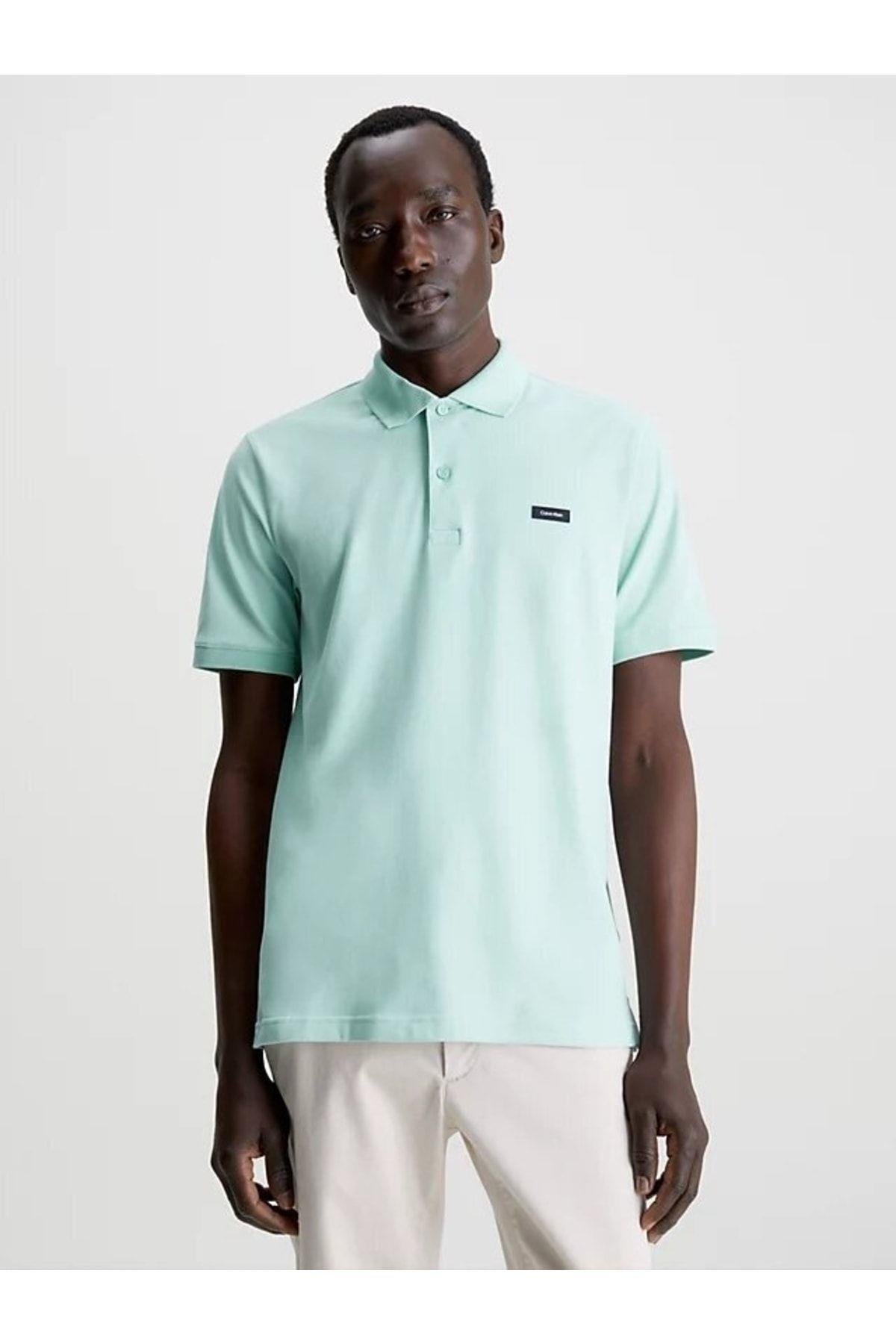 Calvin Klein Calvin Kleın Erkek Marka Logolu Polo Yakalı Organik Pamuklu Mavi1 Polo Yaka T-Shirt K10K111196-C04