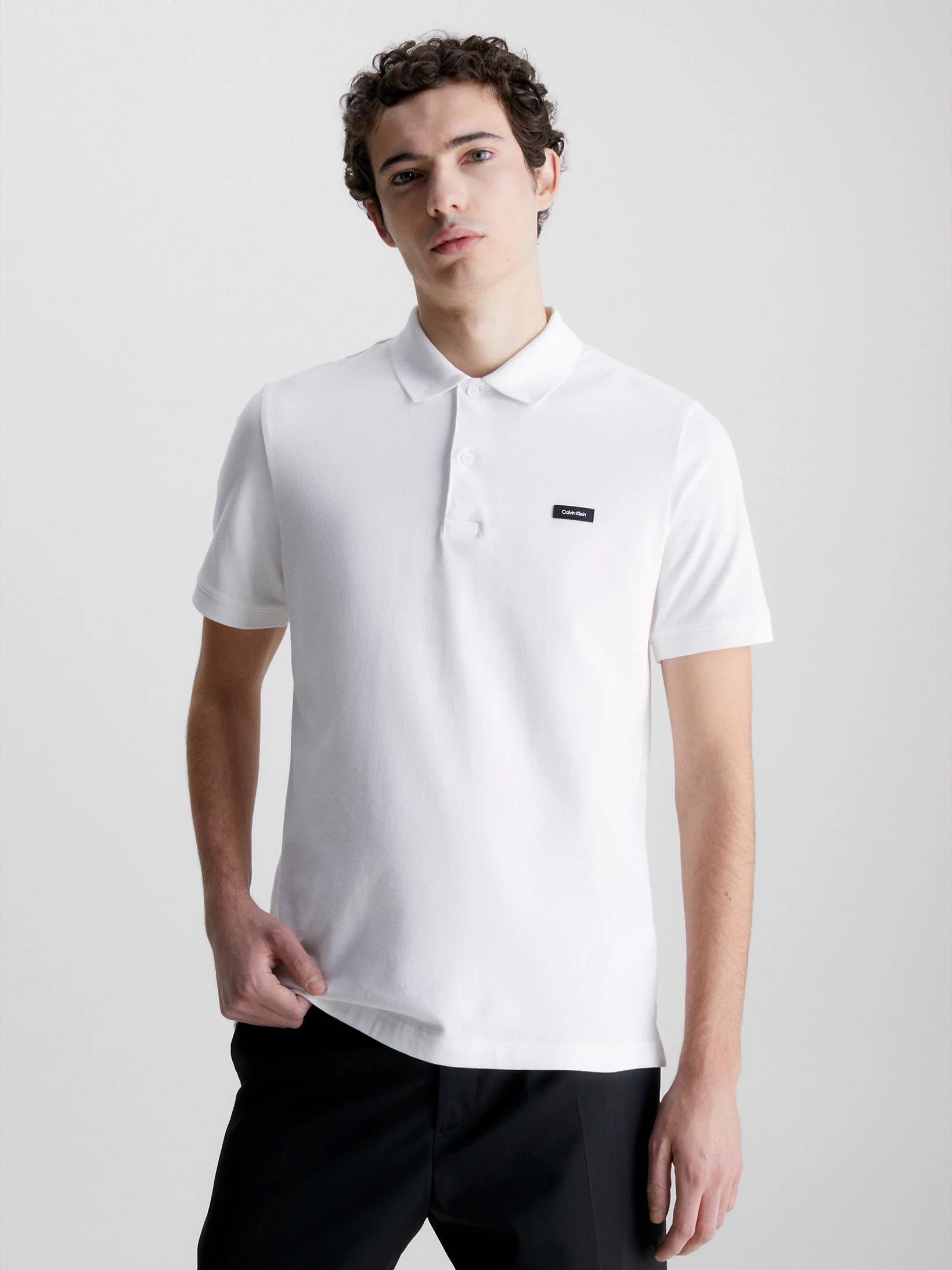 Calvin Klein Calvin Kleın Erkek Marka Logolu Polo Yakalı Organik Pamuklu Beyaz Polo Yaka T-Shirt K10K111196-YAF