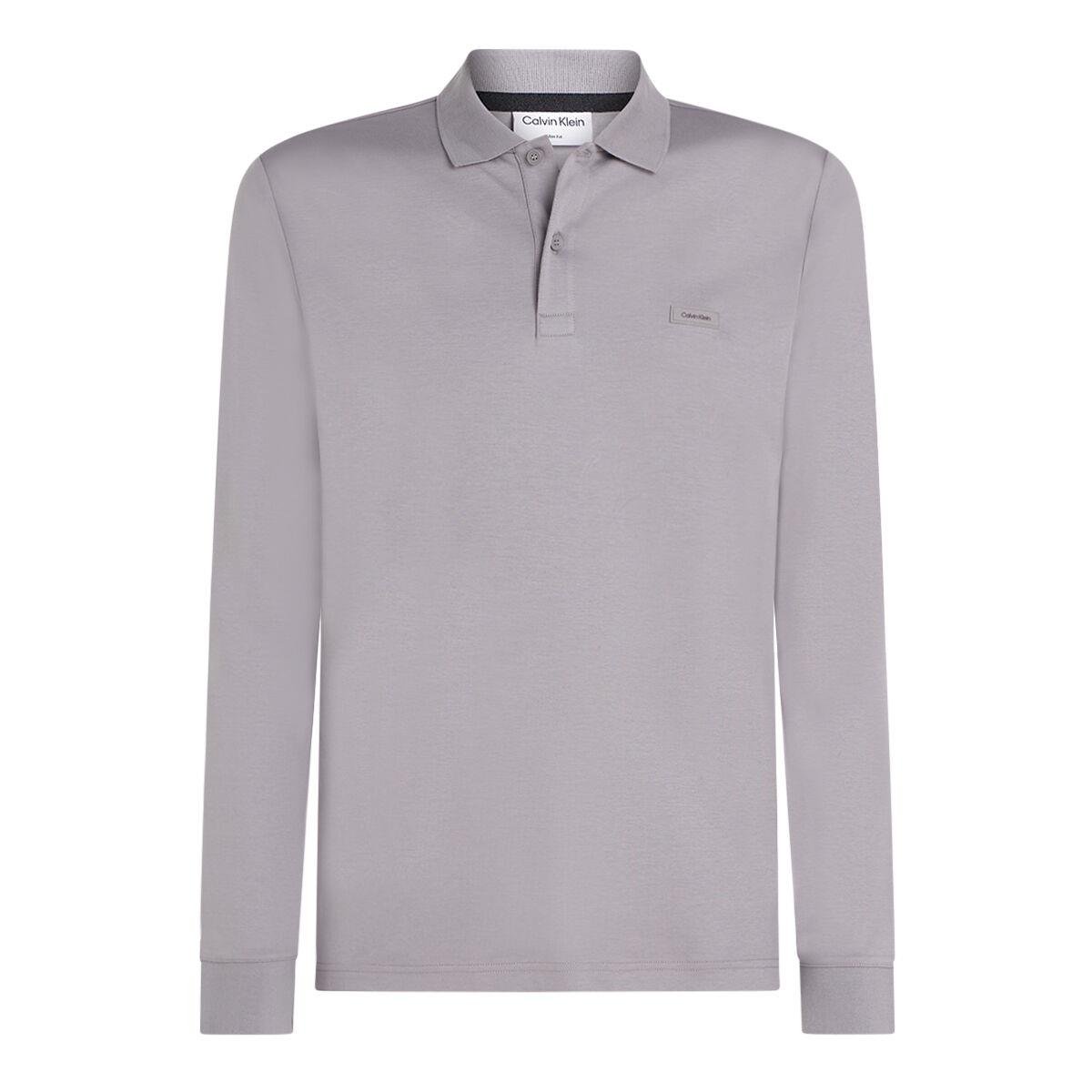 Calvin Klein Calvin Kleın Erkek Polo Yaka Uzun Kollu Pamuklu Rahat Kesim Gri Polo Yaka T-Shirt K10K111868-PTM