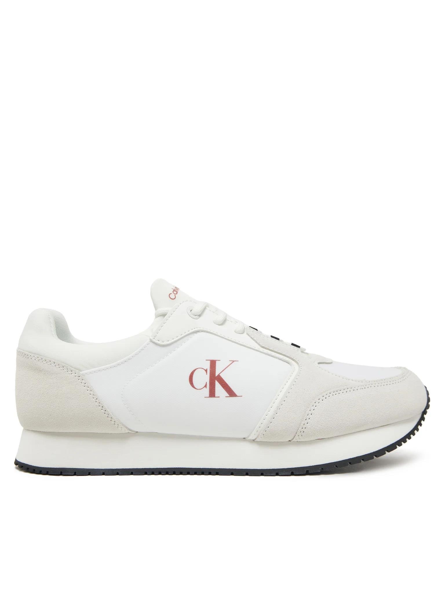Calvin Klein Calvin Klein Erkek Rahat Yüksek Taban Renk Geçişli Süet Detaylı Deri Beyaz-Kırmızı Sneaker YM0YM01152-0LG