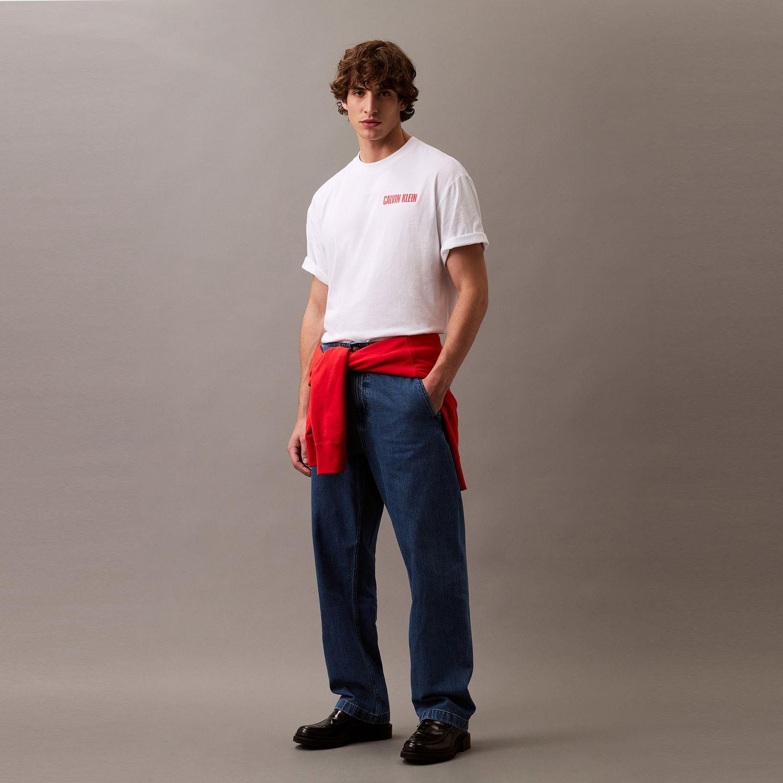 Calvin Klein Calvin Klein Erkek Regular Fit Bisiklet Yakalı Kısa Kollu Beyaz T-Shirt LV04RB851G-YAA