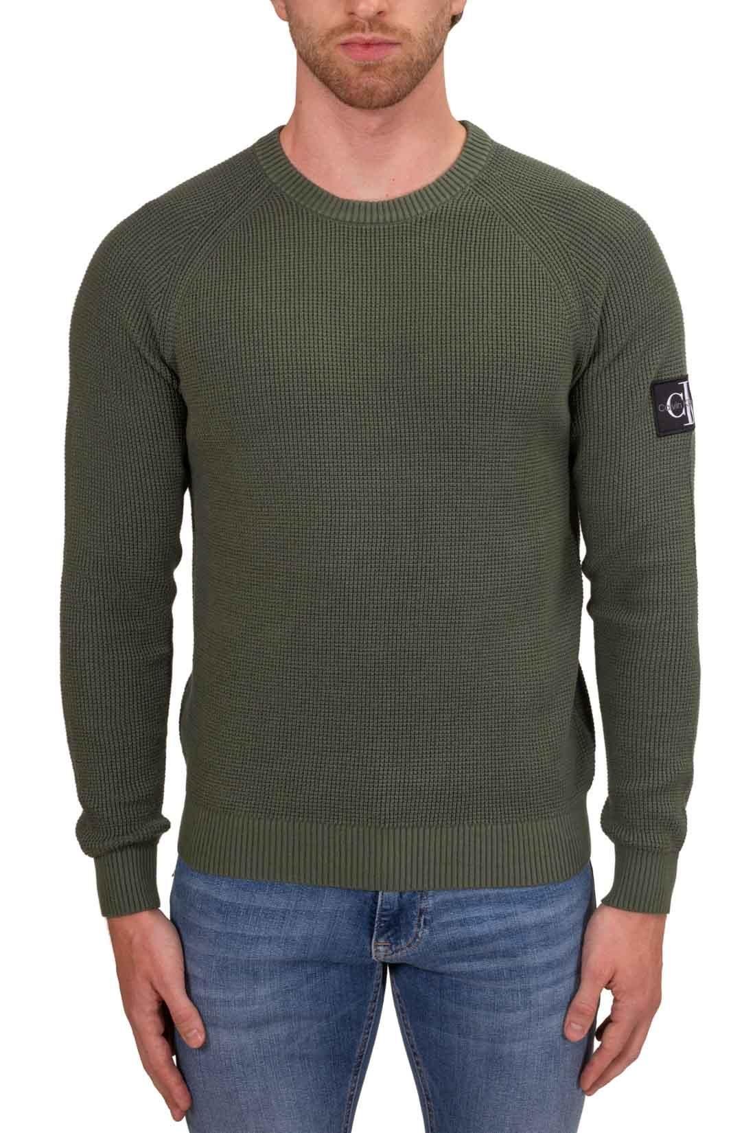 Calvin Klein Calvin Kleın Erkek Regular Fit Pamuklu Bisiklet Yaka Uzun Kollu Yeşil Kazak J30J323989-LLP