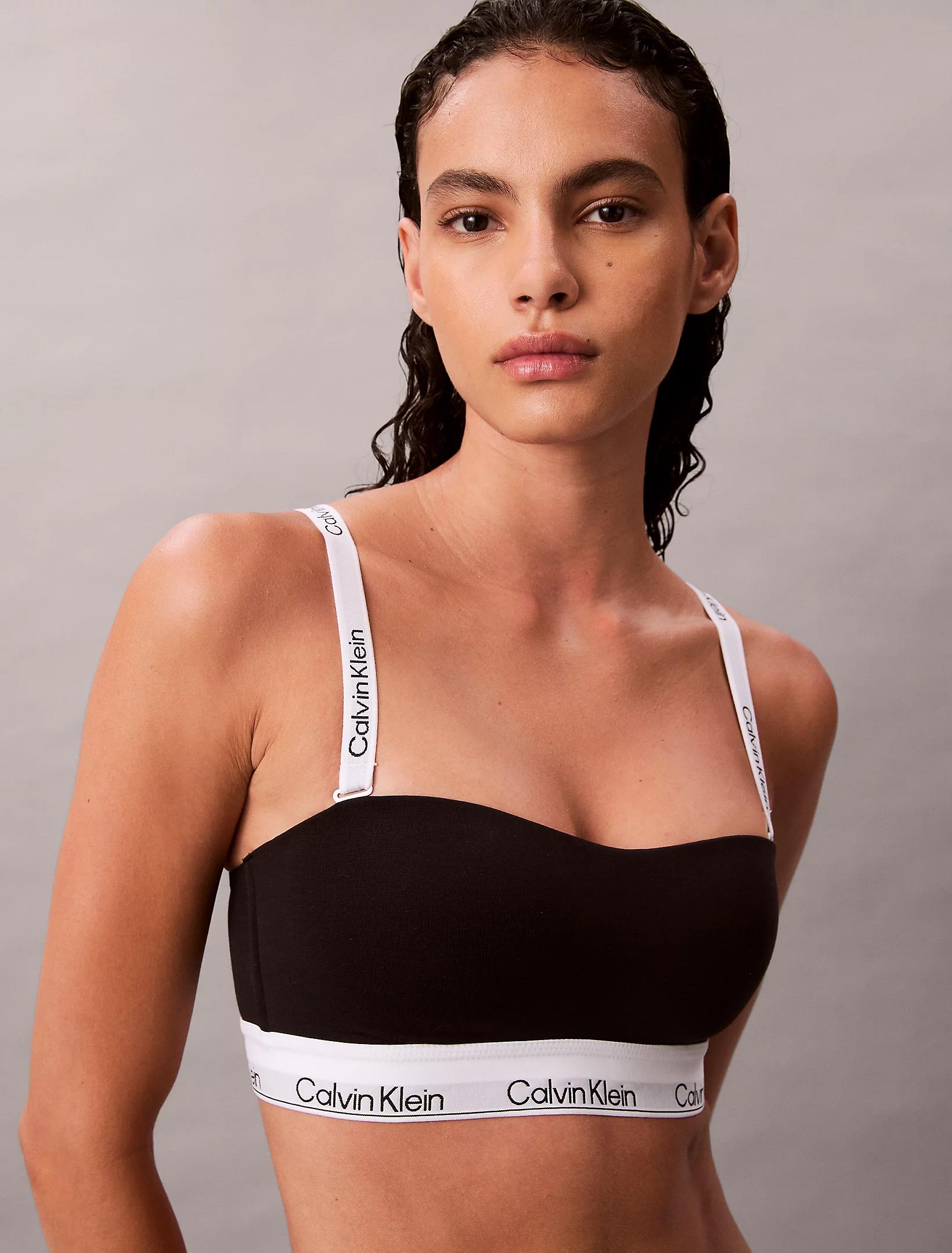 Calvin Klein Calvin Klein Kadın Askı Calvin Klein Yazı Detay Slim Fit Kalp Yaka Siyah Sütyen LV00QF8497-UB1