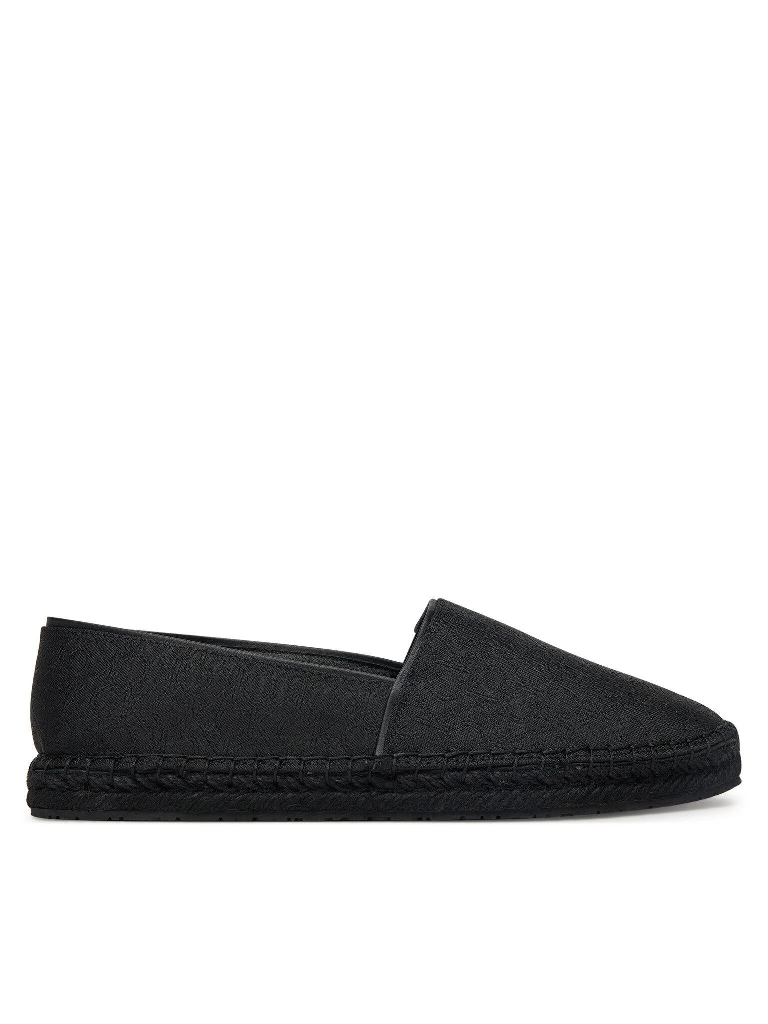 Calvin Klein Calvin Klein Kadın CK Yazılardan Desen Hasır Düz Taban Siyah Babet HW0HW02467-BEH