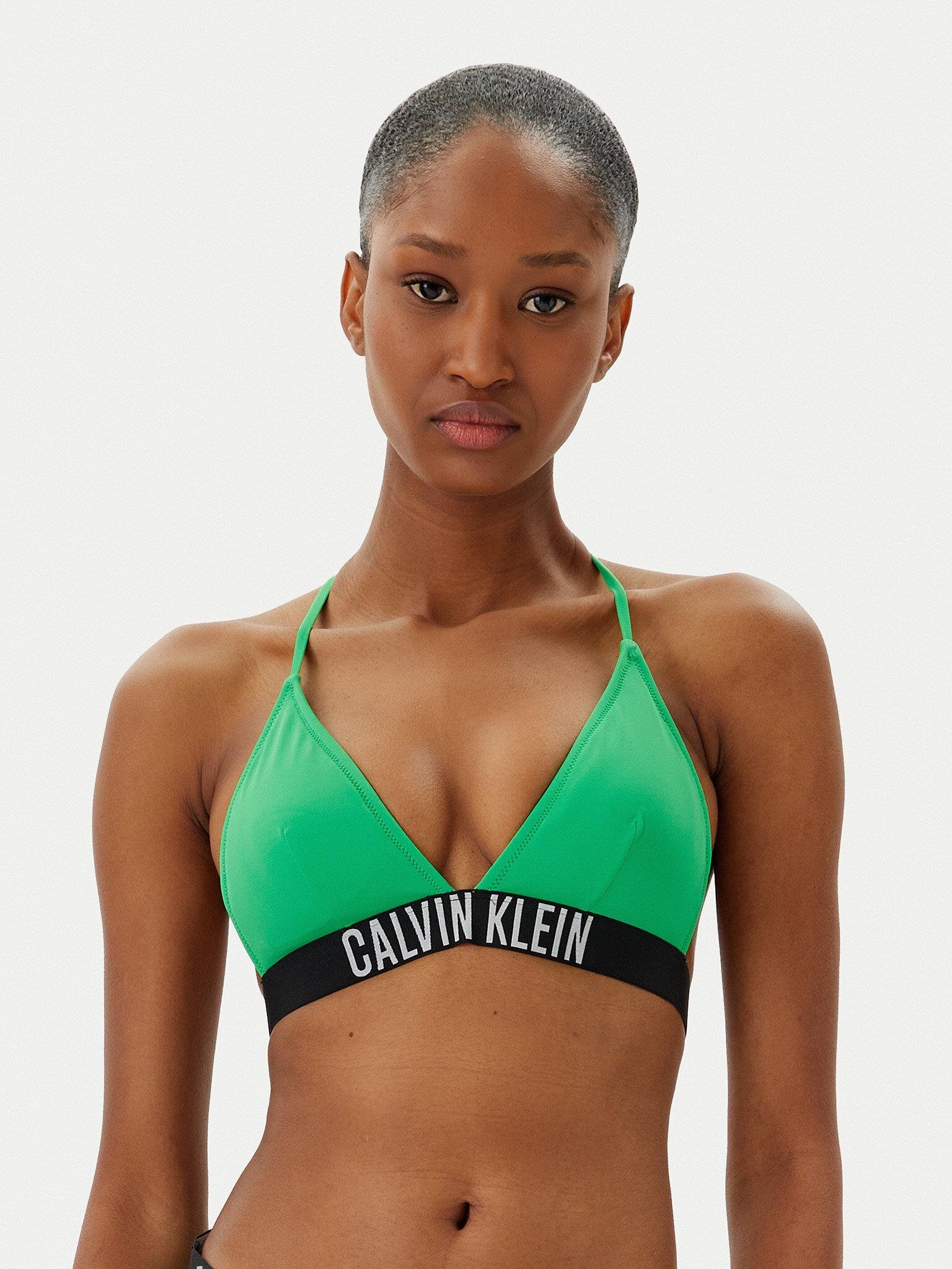 Calvin Klein Calvin Klein Kadın Hızlı Kuruyan Rahat Kumaş Elastik CK Logo Bantlı Yeşil Bralet KW0KW02854-L1X