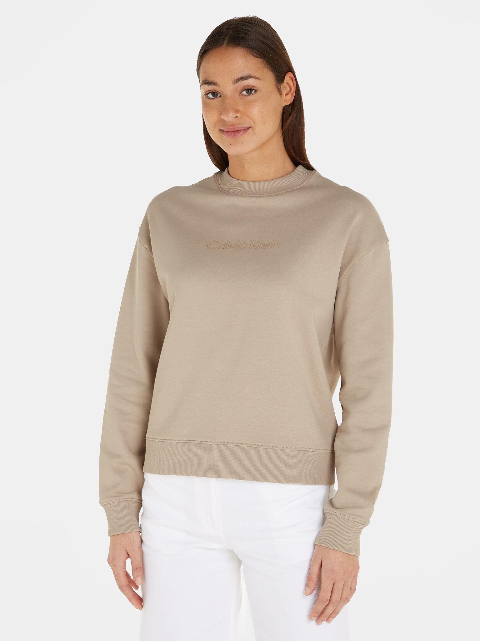 Calvin Klein Calvin Kleın Kadın Logolu Yuvarlak Yakalı Uzun Kollu Günlük Kullanım Kahverengi Sweatshirt K20K205450-PDZ