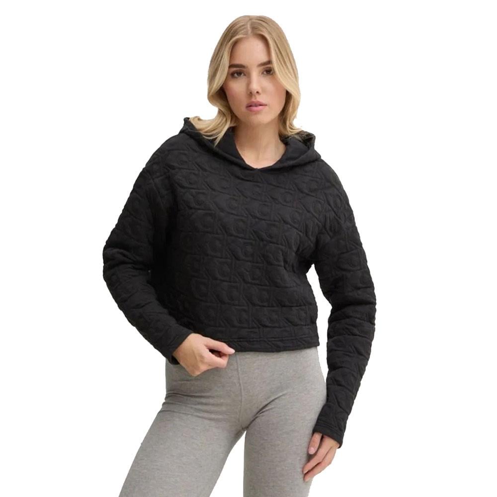 Calvin Klein Calvin Kleın Kadın Regular Fit Kapüşonlu Marka Logo Baskılı Uzun Kollu Siyah Sweatshirt 000QS7267E-UB1