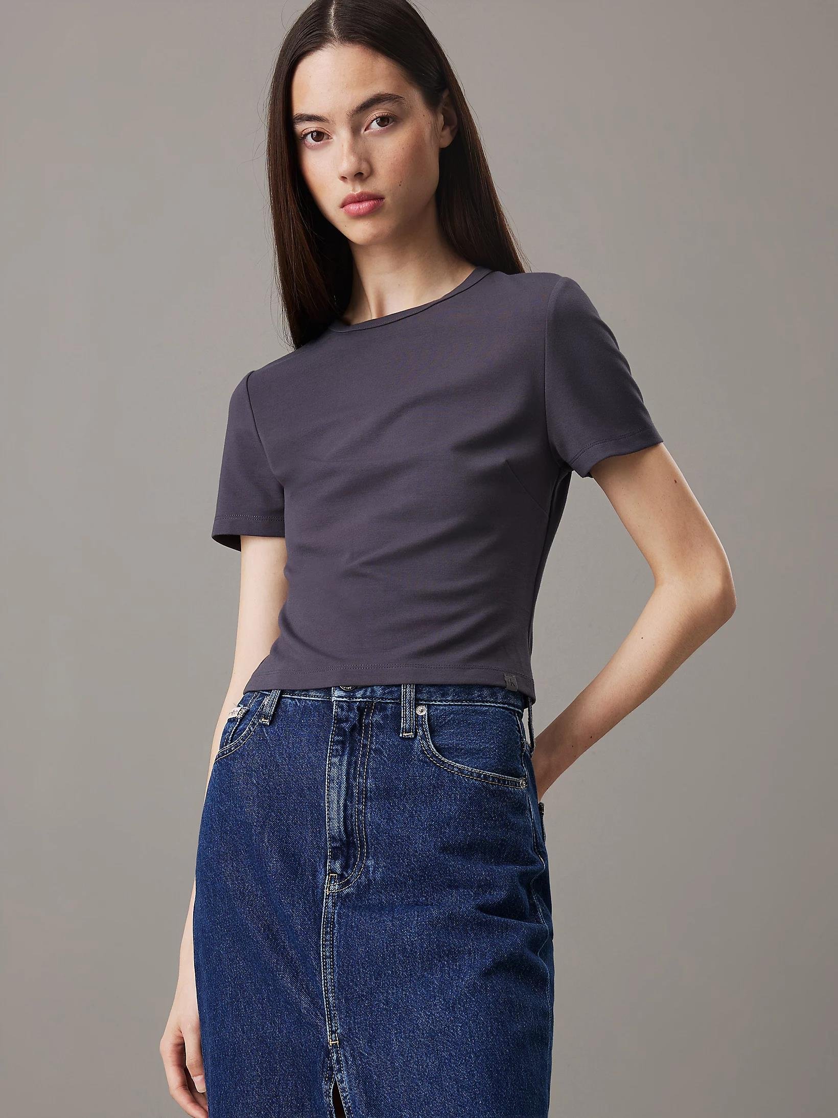 Calvin Klein Calvin Klein Kadın Slim Fit Kısa Kollu Pamuklu Mavi Atlet J20J224769-CGE