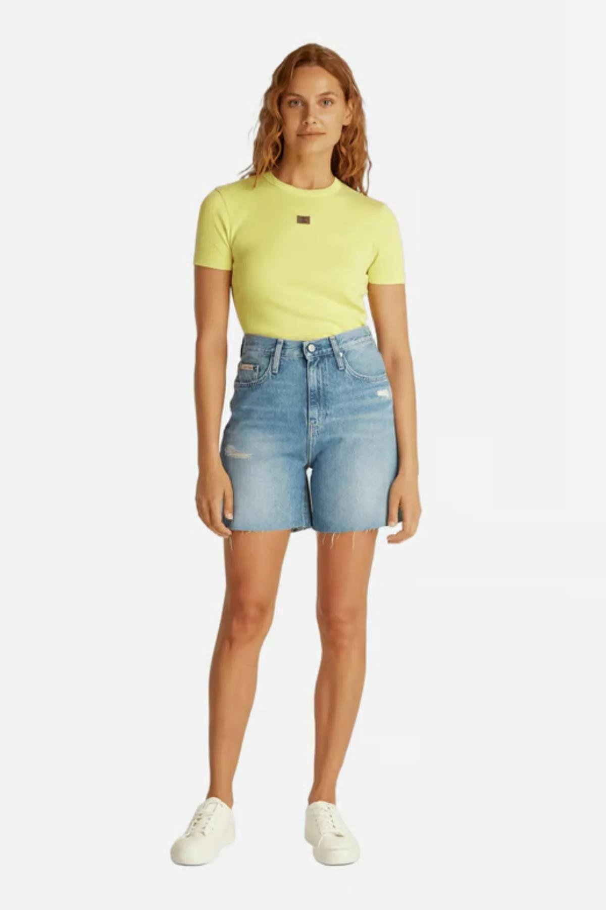 Calvin Klein Calvin Klein Kadın Yüksek Bel Kısa Boy Cep Detay Lacivert Şort J20J225513-1A4