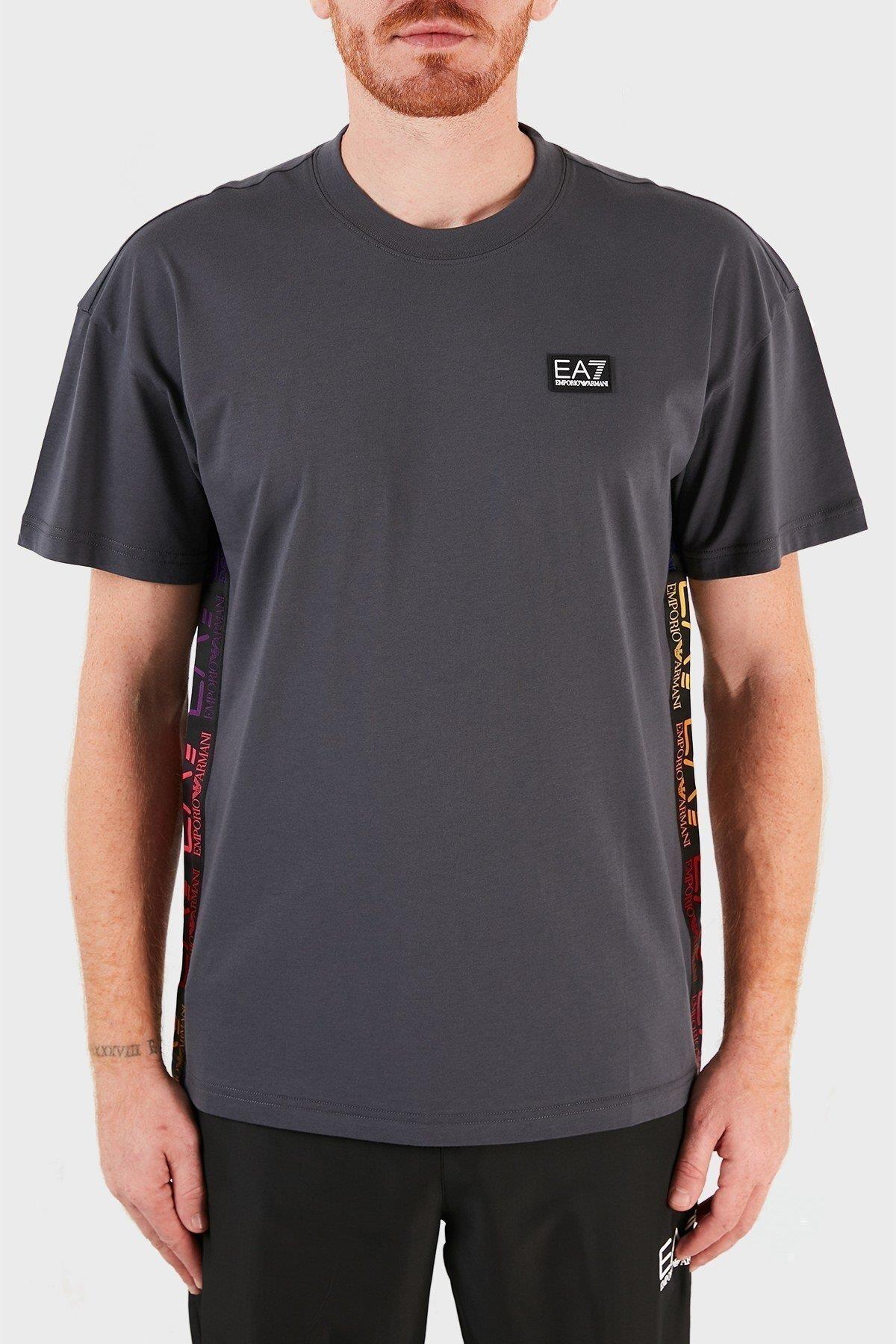 Ea7 Ea7 Erkek Marka Logolu Organik Pamuklu Kısa Kollu Gri T-Shirt 3KPT13 PJ02Z-GRI
