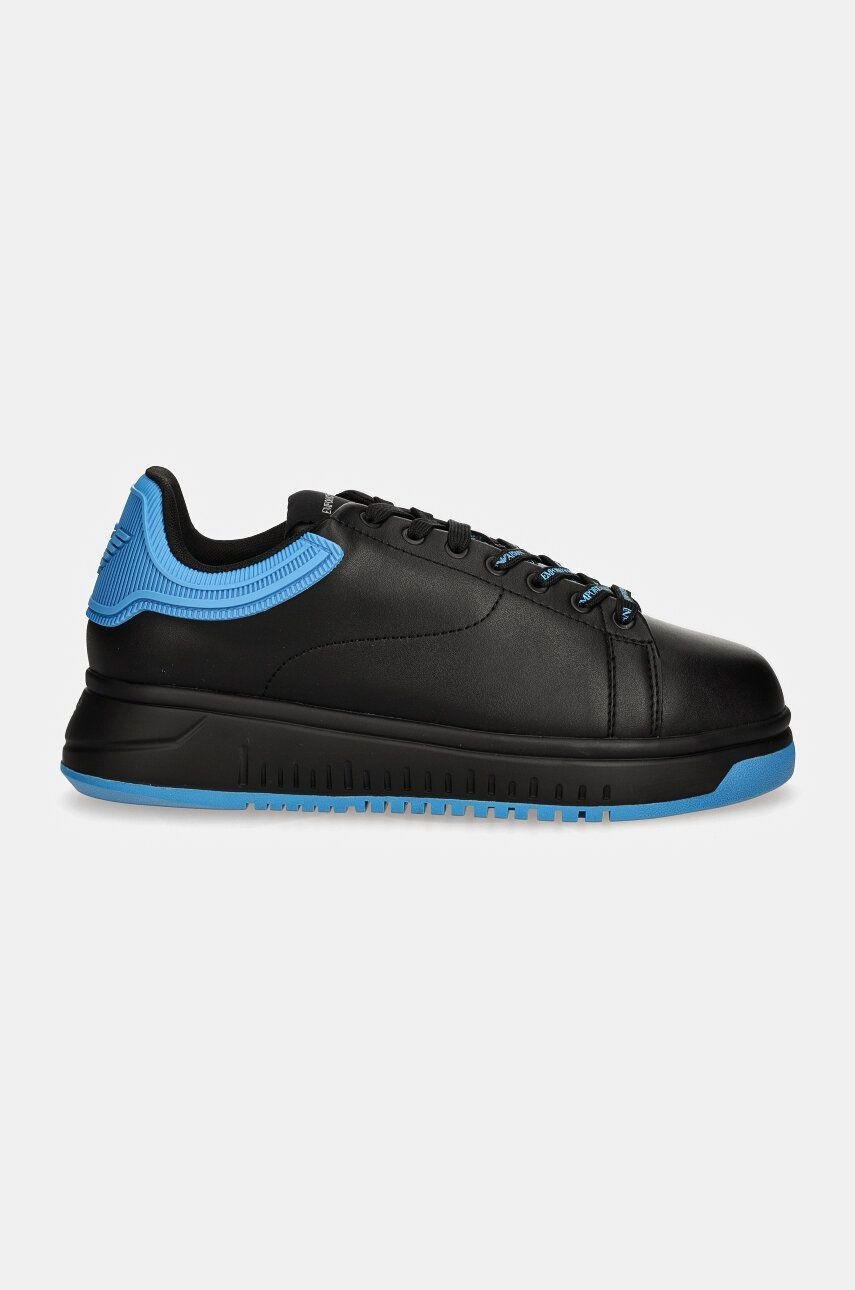 Emporio Armani Emporıo Armani Erkek %100 Deri Marka Logolu Siyah1 Sneaker X4X264 XN001-K729