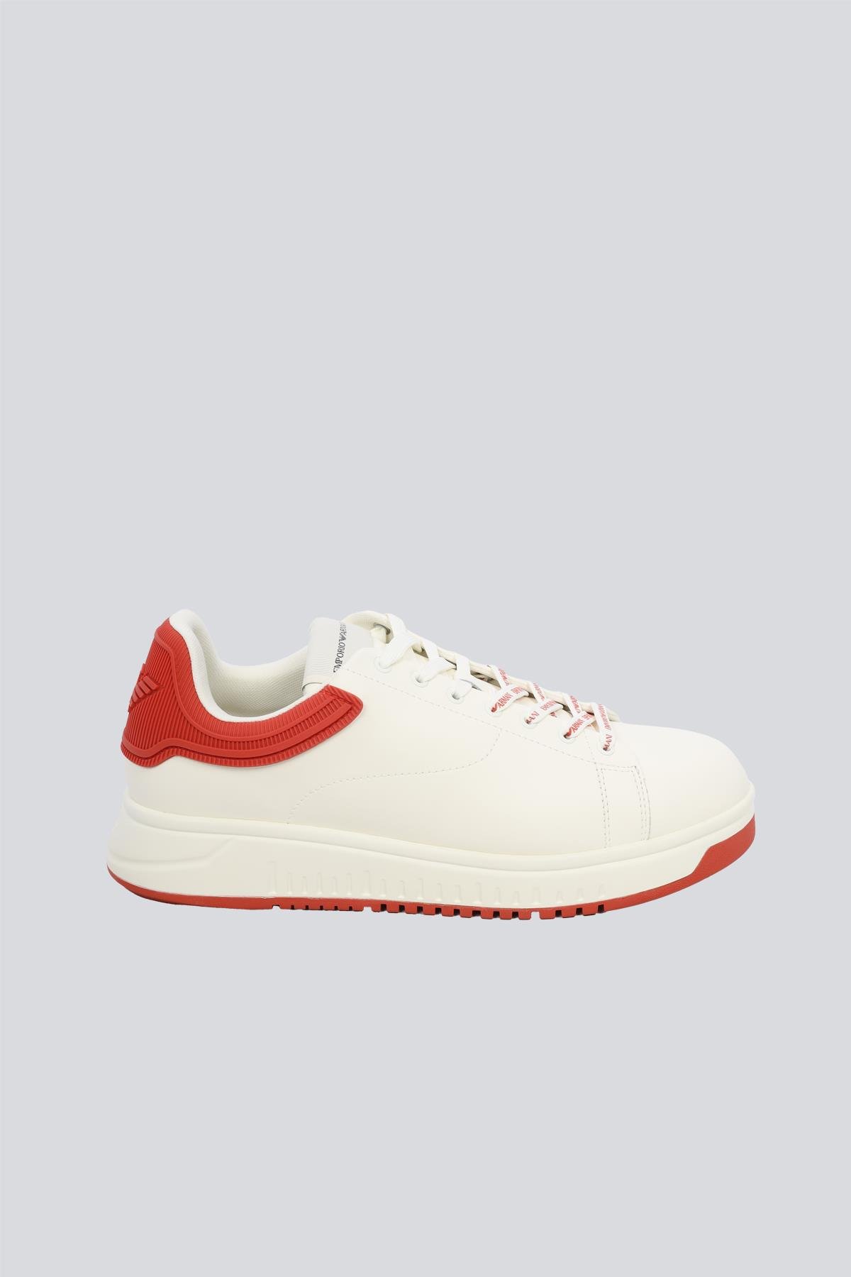 EMPORIO ARMANI Emporıo Armani Erkek %100 Deri Marka Logolu Kırmızı Sneaker X4X264 XN001-U552