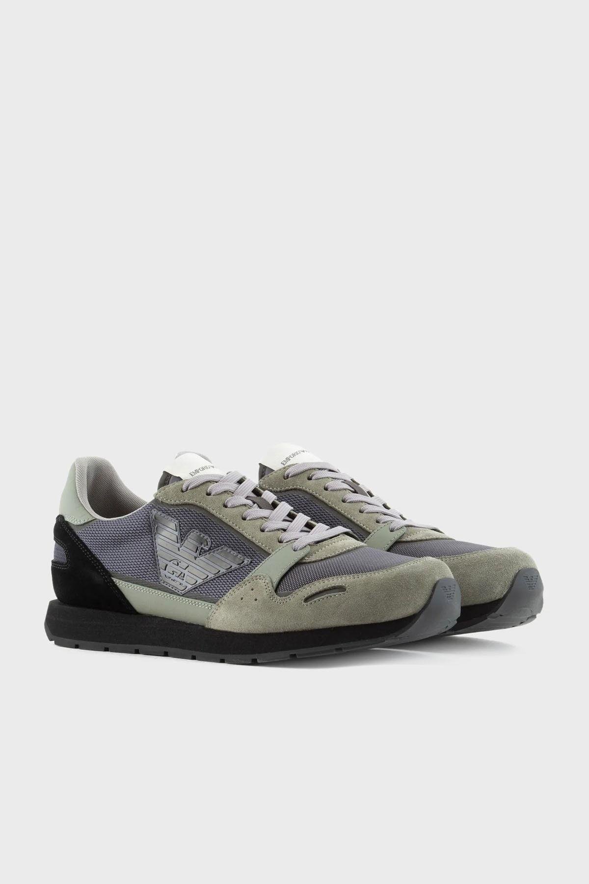 Emporio Armani Emporıo Armani Erkek Logolu Normal Kalıp Bağcıklı Günlük Gri Sneaker X4X537 XN730-T084