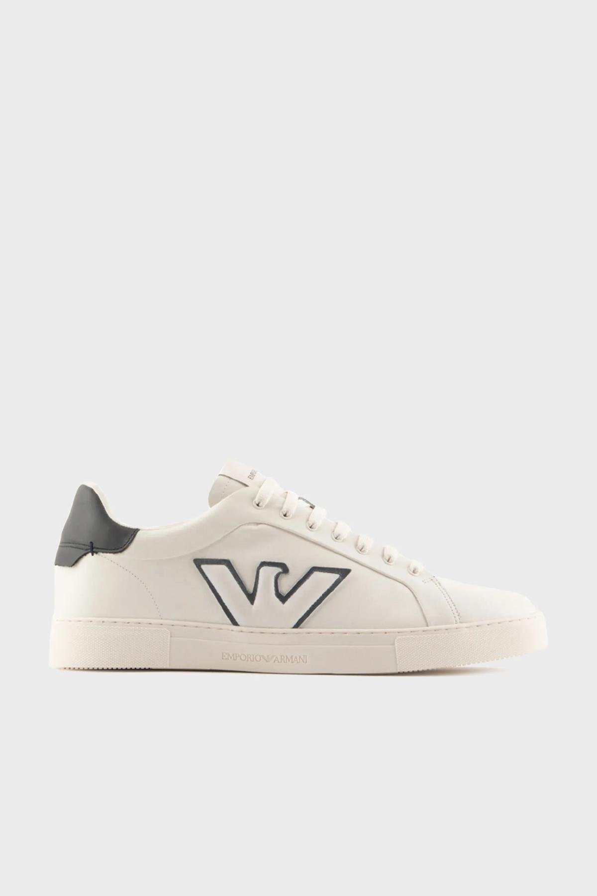 Emporio Armani Emporıo Armani Erkek Logolu Bağcıklı Günlük Kullanım Beyaz-Lacivert Sneaker X4X598 XN633-N481