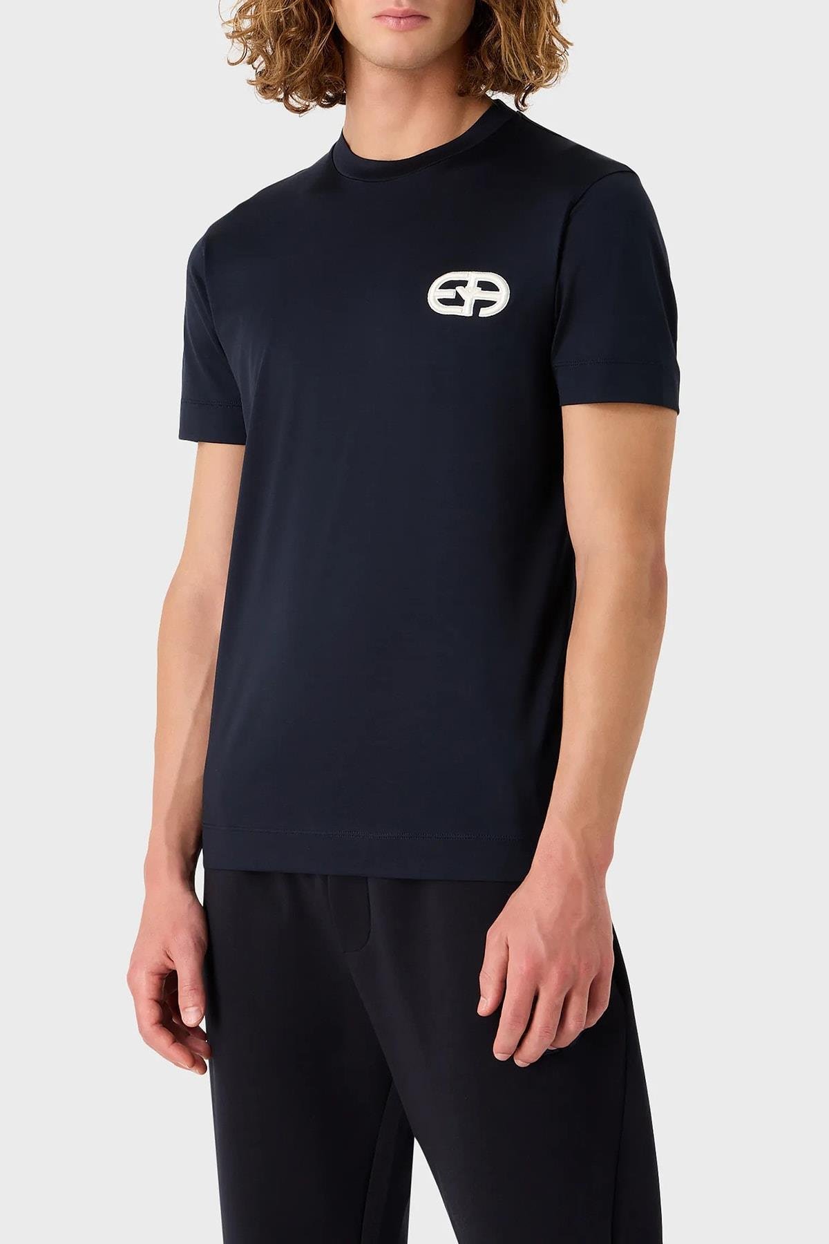 Emporio Armani Emporıo Armani Erkek Marka Logolu Kısa Kollu Polo Yaka Slim Lacivert T-Shirt 8N1TF5 1JUVZ-0920