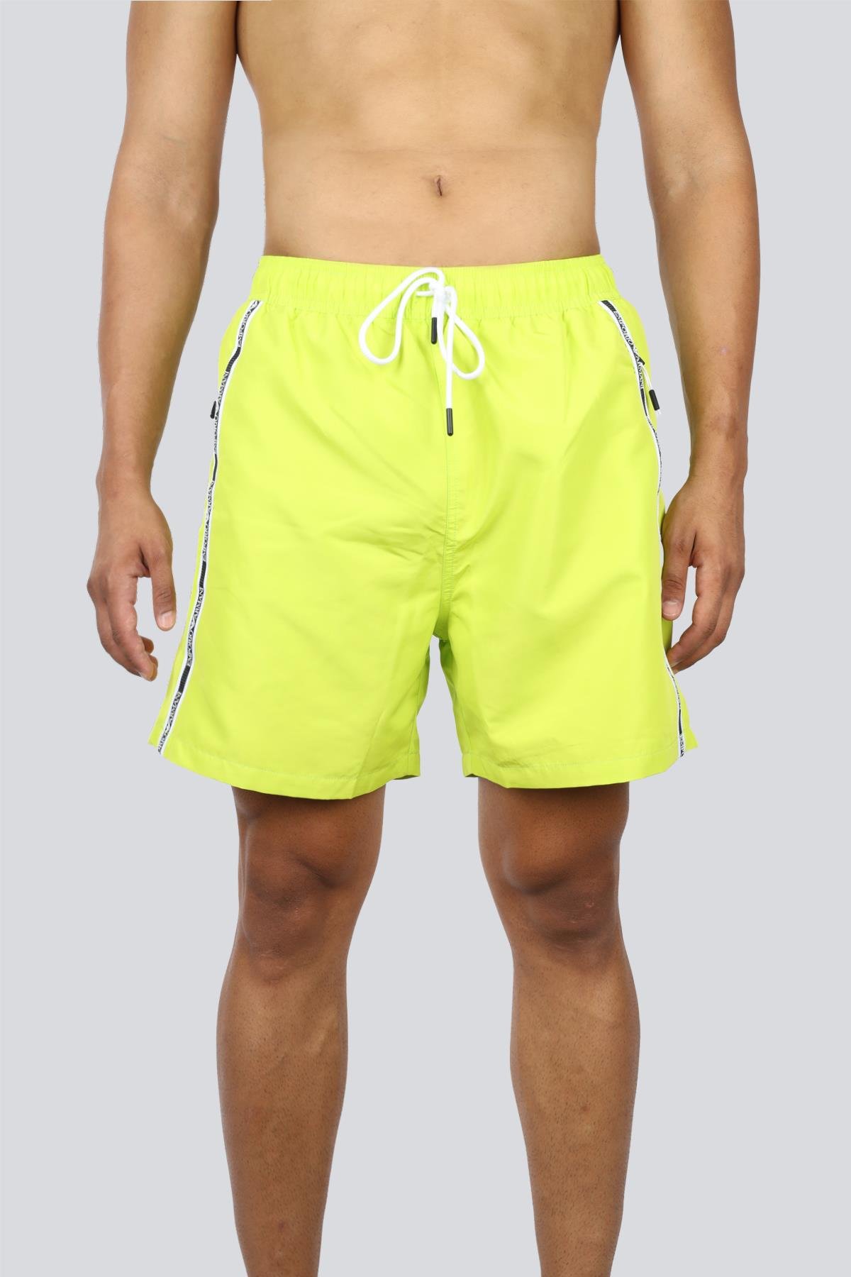 EMPORIO ARMANI Emporıo Armani Erkek Normal Bel Kısa Boy Yandan Şerit Marka Yazı Desen Bağlamalı Yeşil Mayo EM001382 AF12333-U7084