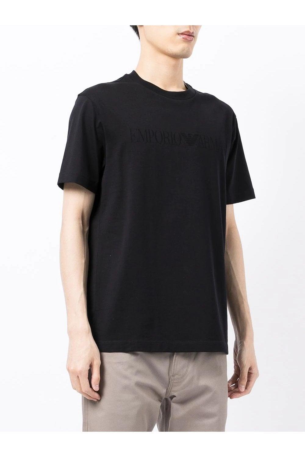 Emporio Armani Emporıo Armani Erkek Pamuklu Marka Logolu Yuvarlak Yaka Mavi T-Shirt 8N1TD2 1JGYZ-0974