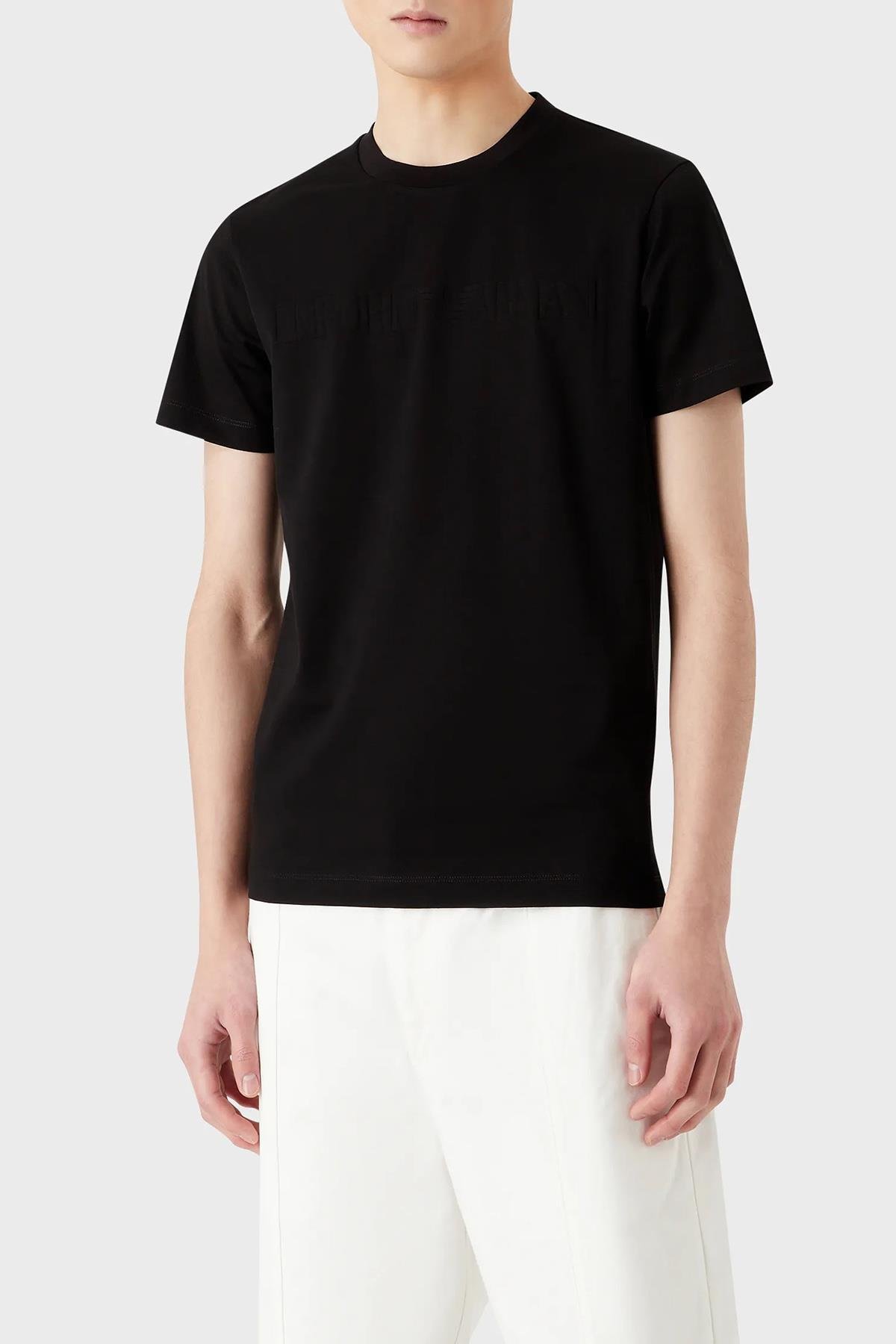 Emporio Armani Emporıo Armani Erkek Pamuklu Marka Logolu Yuvarlak Yaka Siyah T-Shirt 8N1TD2 1JGYZ-0021