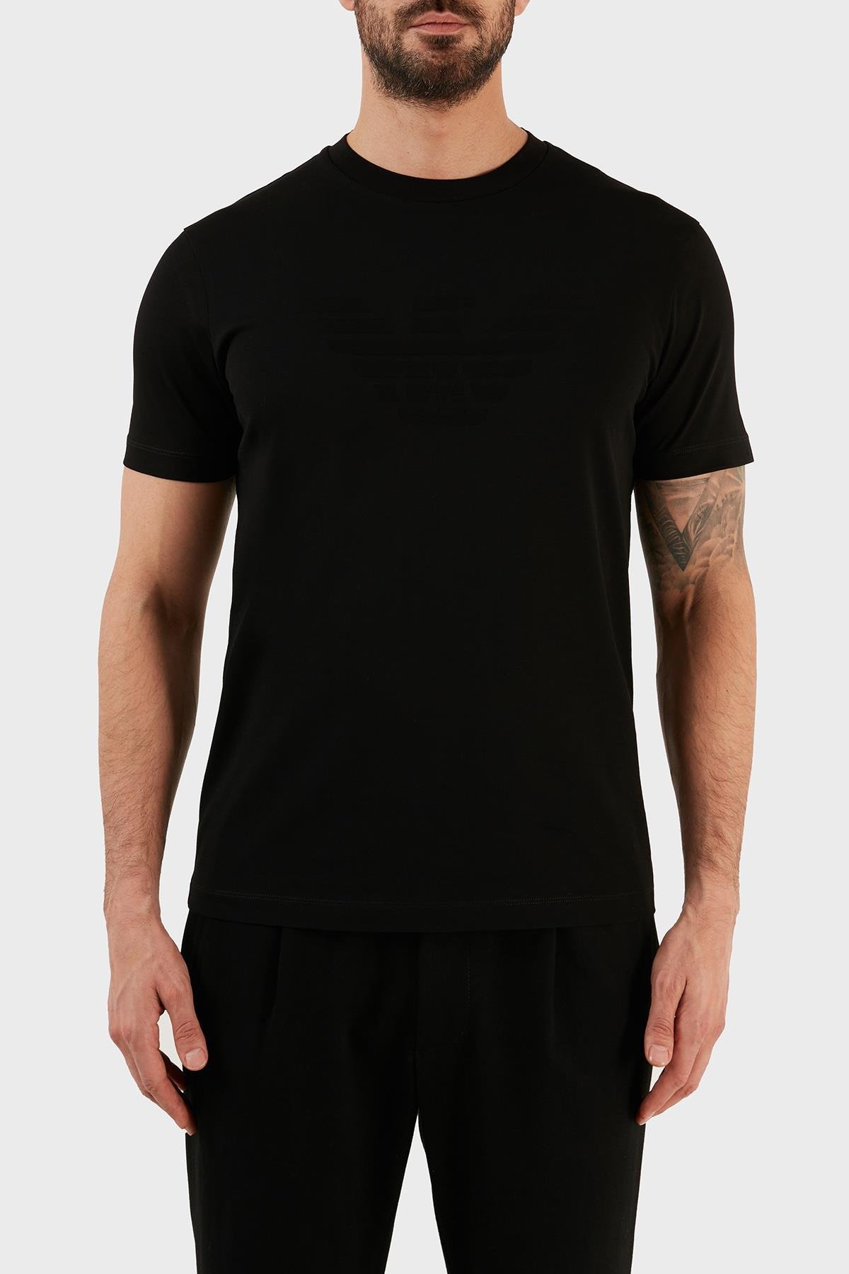 Emporio Armani Emporıo Armani Erkek Pamuklu Marka Logolu Yuvarlak Yaka Siyah T-Shirt 8N1TD2 1JGYZ-0022